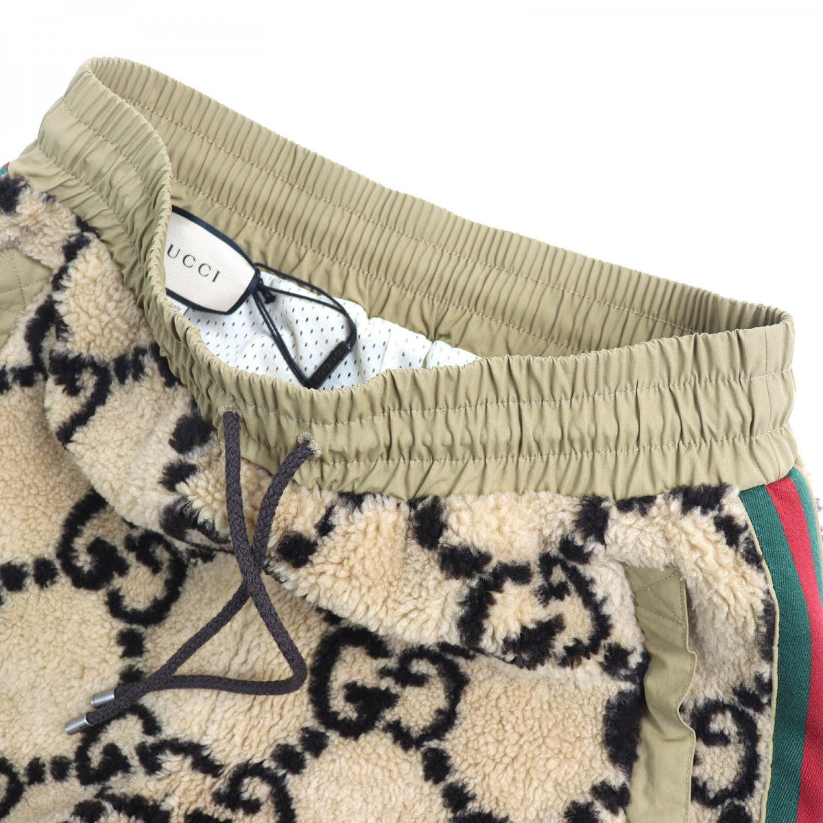GUCCI Pants 715233 Main: 80% wool, Main: 20% polyester, Main: 100% nylon, Part: 94% wool, Part: 5% nylon, Lining (pocket): 100% cotton Beige / Ebony mens M