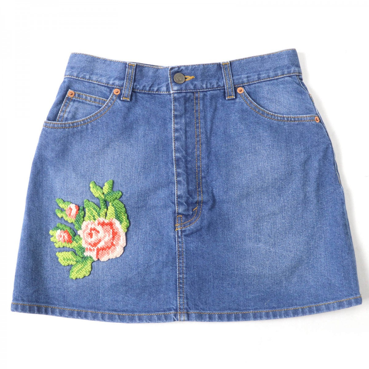 GUCCI Mini skirt 456973 Main: 100% cotton, some: acrylic, some: polyester, some: wool Indigo Women 42