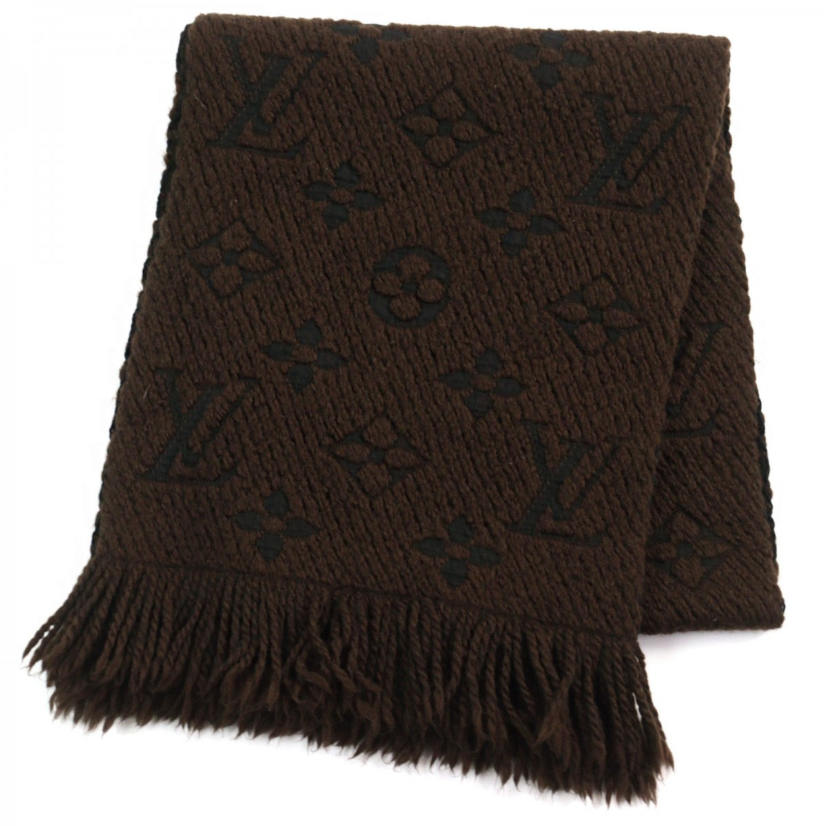LOUIS VUITTON Scarf 413287 Main: 94% wool, Main: 6% silk Brown Escalp Logo Mania mens