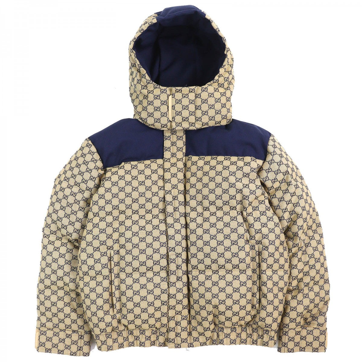 GUCCI Down jacket 715535 Main: 71% cotton, Main: 29% polyester, Main: 100% nylon, Main: 100% polyester, Lining: 100% cotton Beige navy mens 48