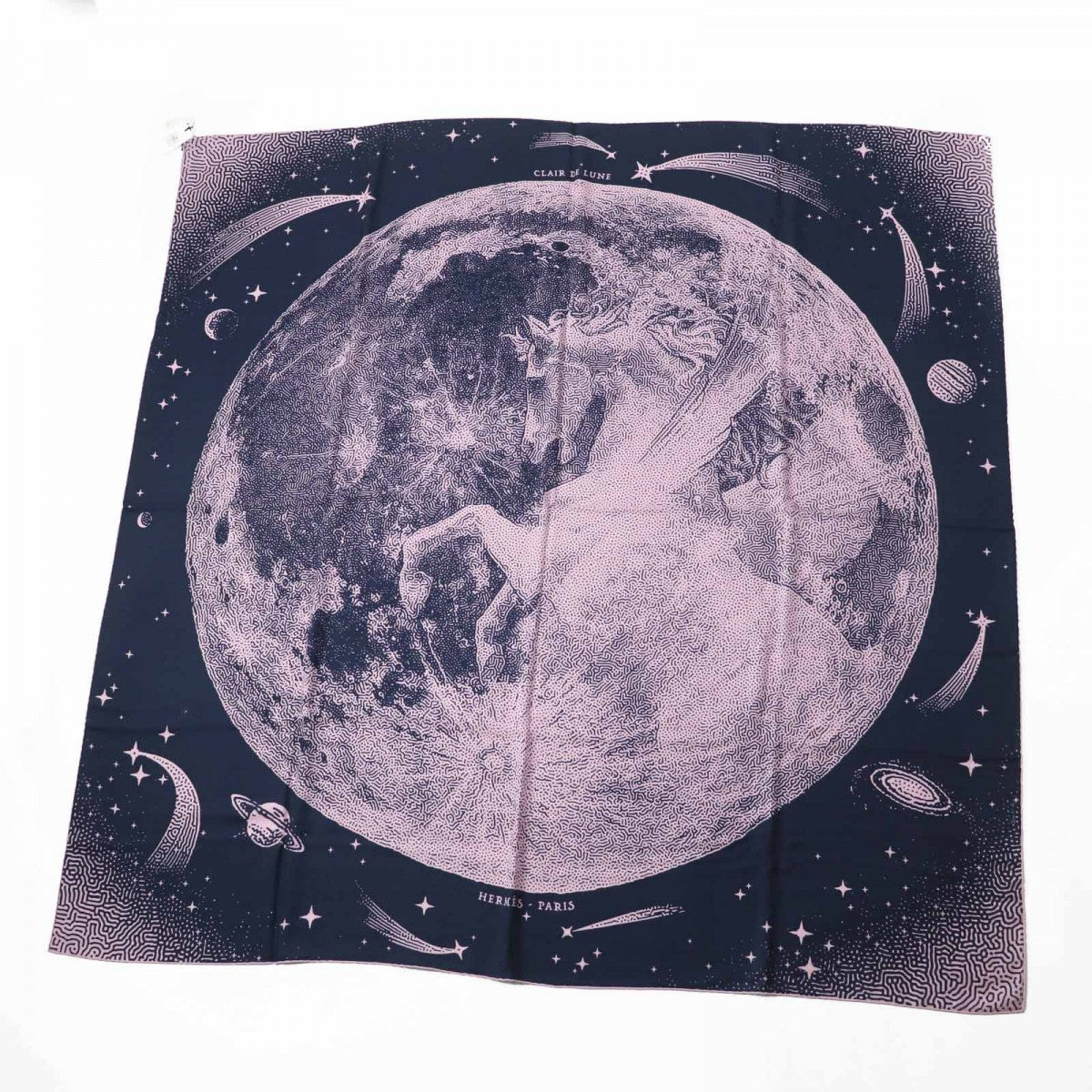 HERMES scarf Main: 70% cashmere, Main: 30% silk Marine Views Caljean 140 Clair de lune Women