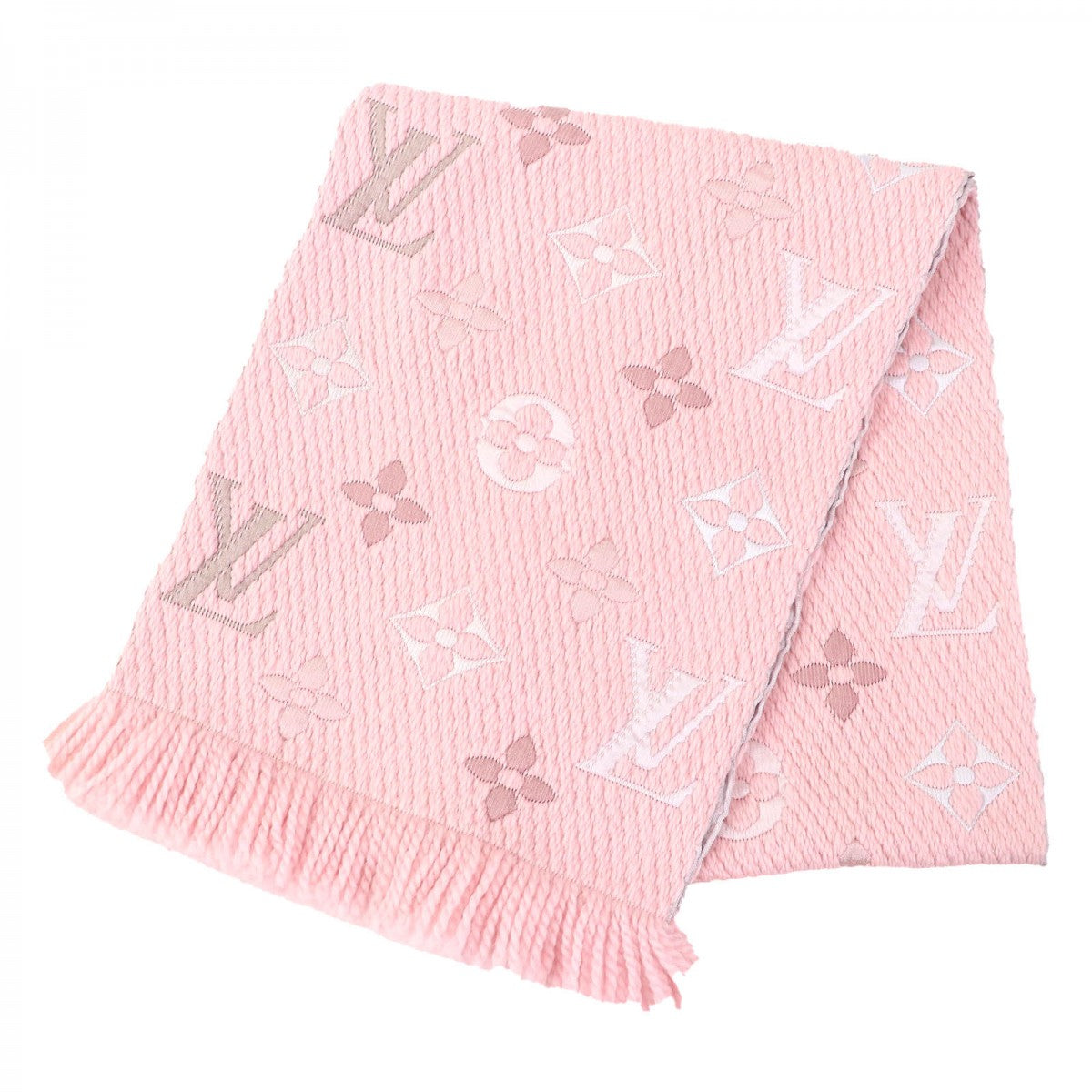 LOUIS VUITTON Scarf M73057 wool Crystal pink Escharp Logo Mania Rainbow