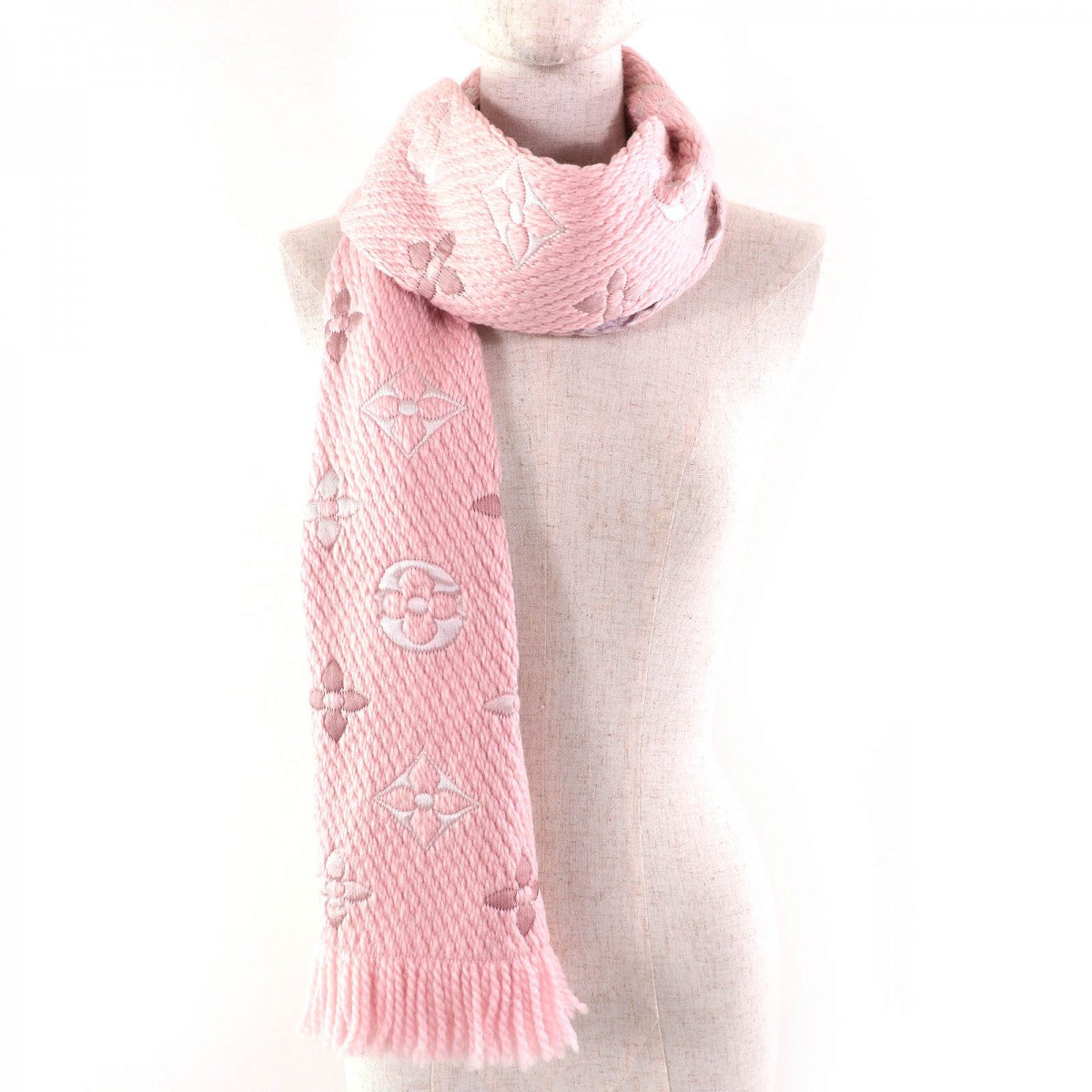 LOUIS VUITTON Scarf M73057 wool Crystal pink Escharp Logo Mania Rainbow