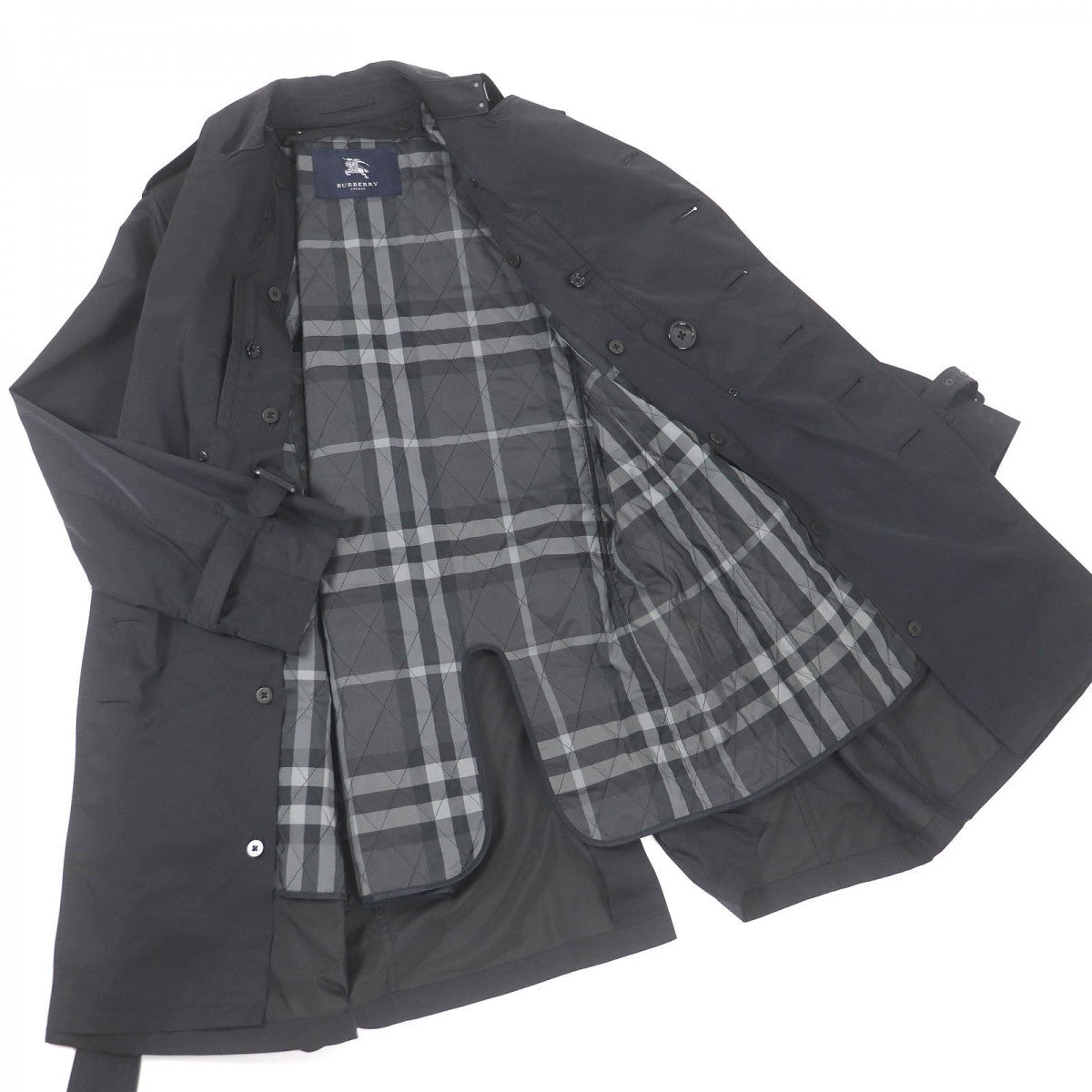 BURBERRY LONDON trench coat Outer material: 53% nylon, Outer material: 47% polyester, Lining: cupra, Lining: polyester, Leather part: cowhide black mens M