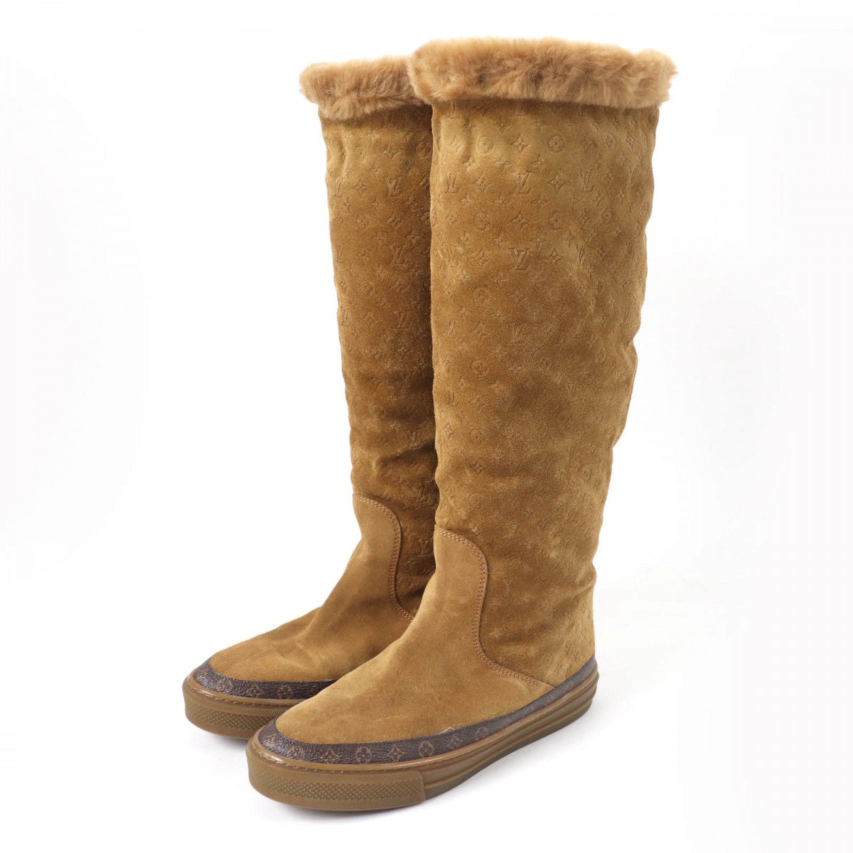 LOUIS VUITTON Knee-high boots Main: Suede leather Brown Snowball Line Women 37
