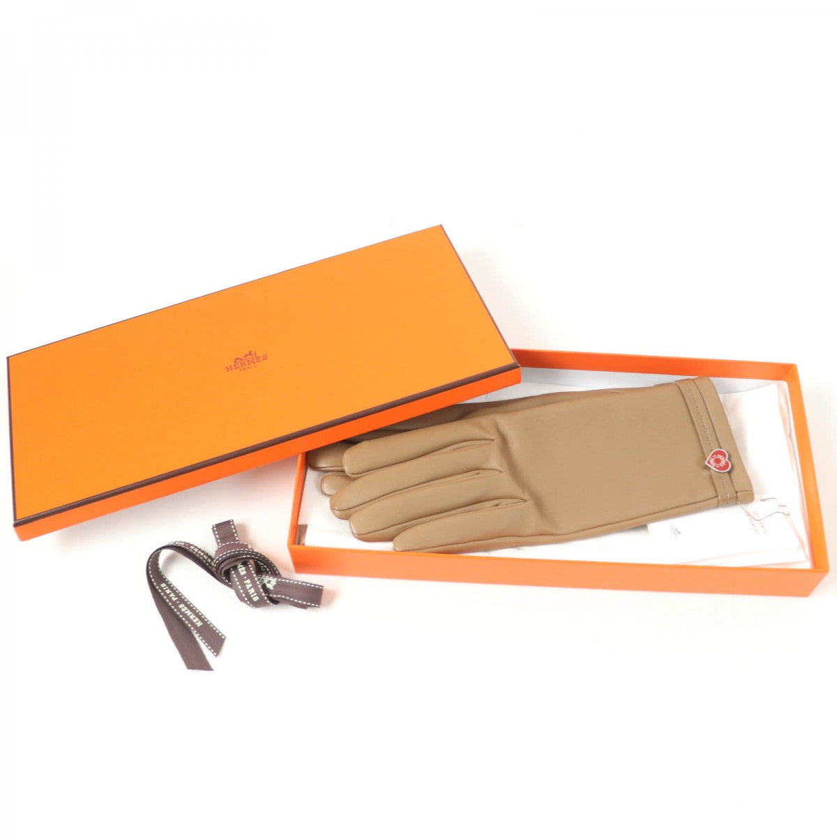 HERMES gloves Main: Lamb leather, Part: 100% silk Etope Dream Love Women 7.5