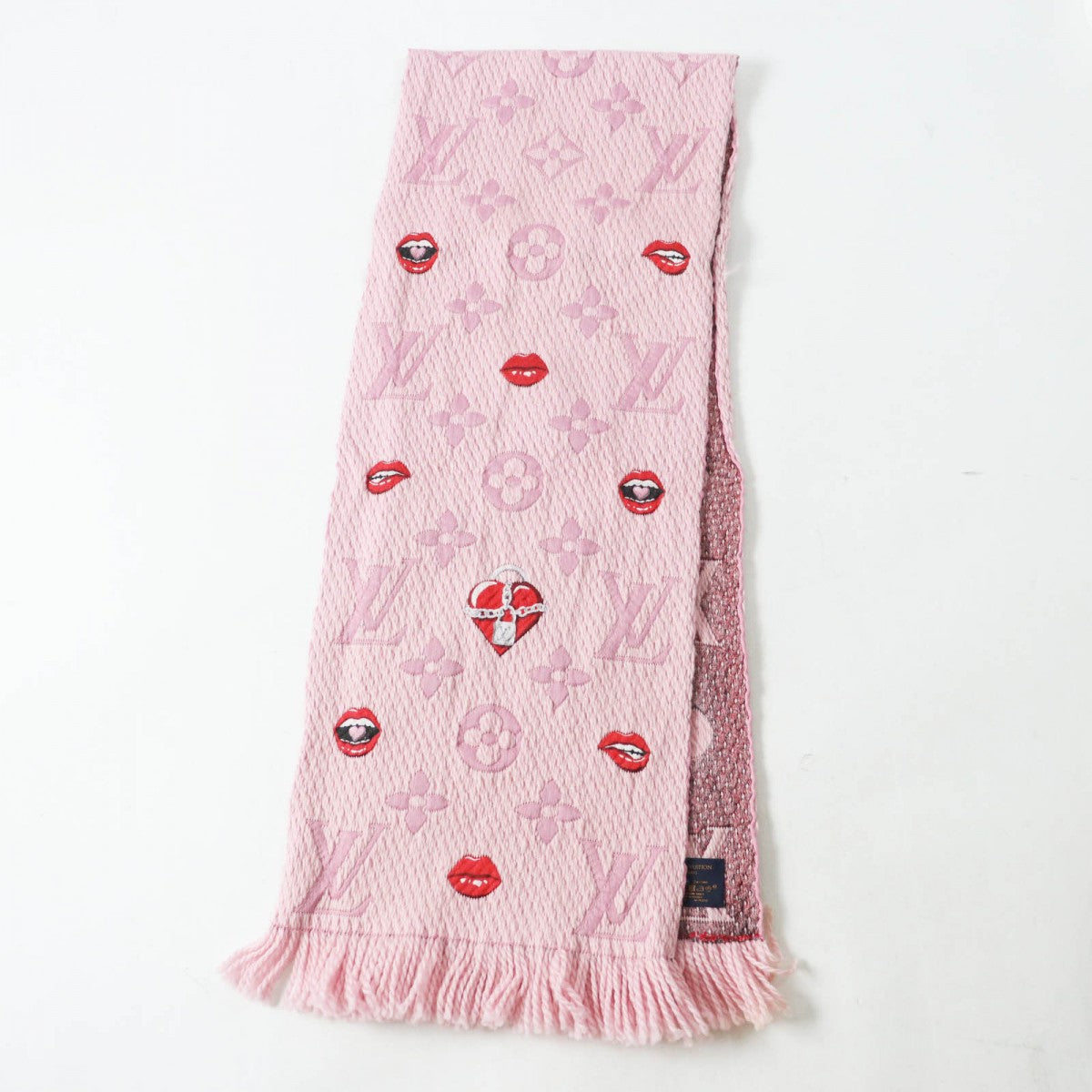 LOUIS VUITTON Scarf M76178 Main: 76% wool, Main: 24% silk Rose valerine Echarpe Logomania Alafori Women
