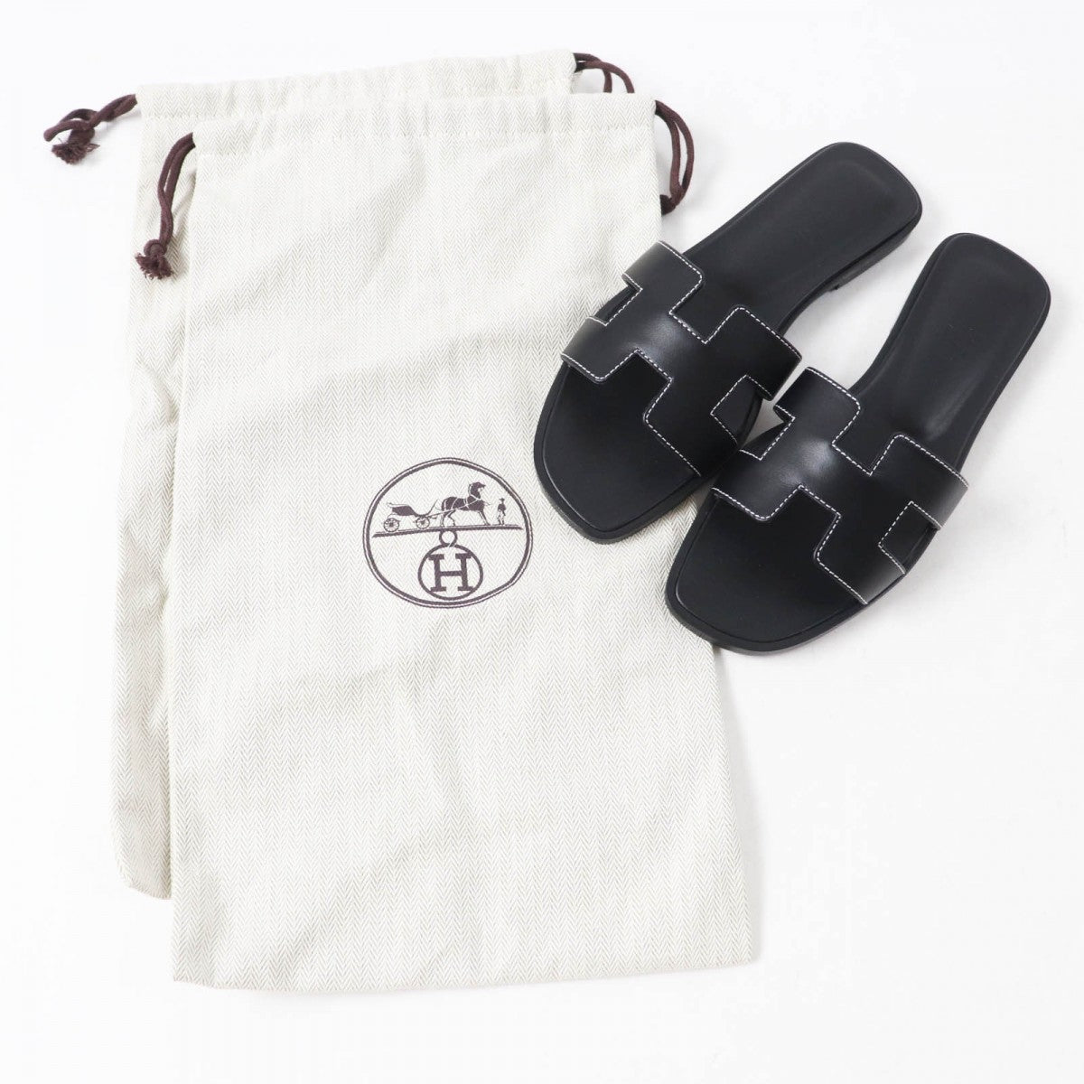HERMES Sandals Main: Leather black Oran Women 37