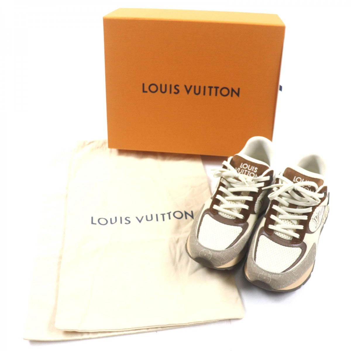 LOUIS VUITTON sneakers 1ACVEF Main: suede leather, Main: leather Brown beige Runaway line mens 8
