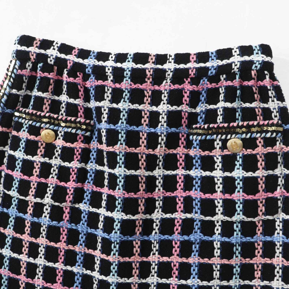 CHANEL skirt P72501 Main: 87% cotton, Main: 5% polyamide, Main: 3% polyester, Main: 3% viscose, Main: 2% metal black multi Women 38