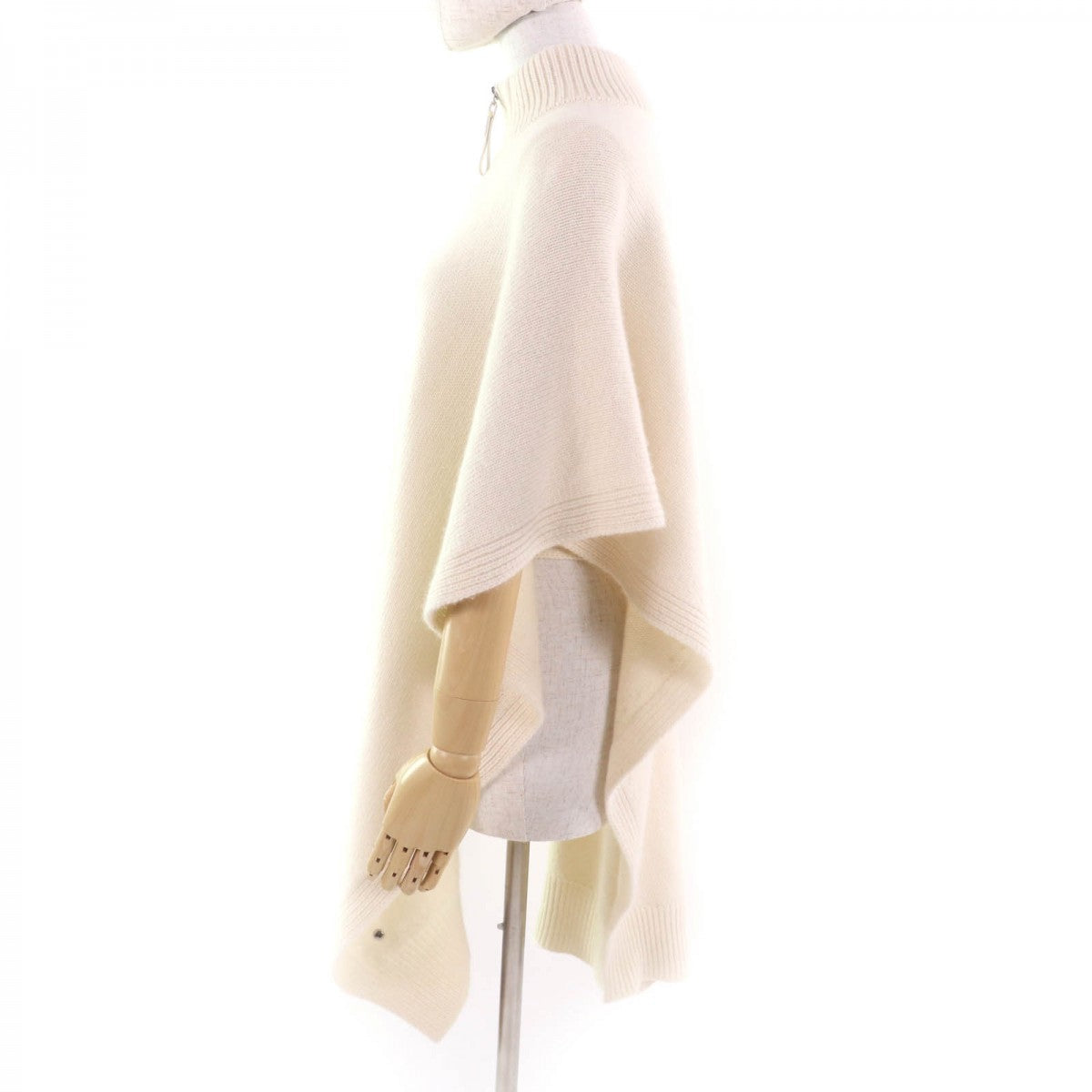 HERMES poncho 2H2202D1 Main: 100% cashmere, part: sheep leather off white Women 38