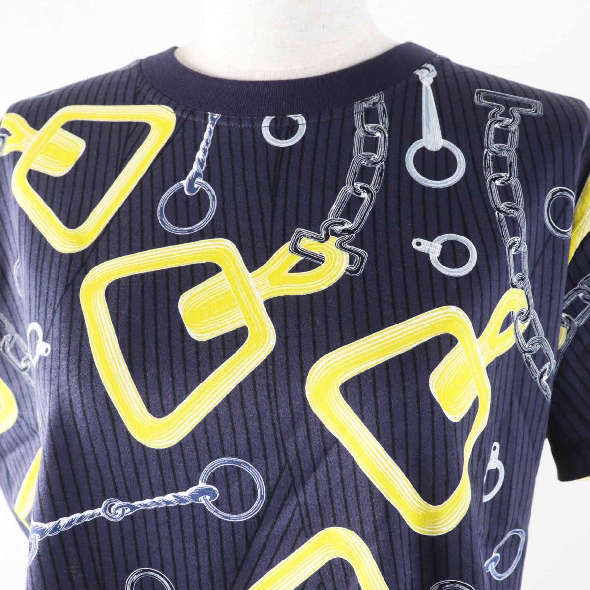 HERMES Short sleeve T-shirt 4H4641DH Main: 100% cotton, part: 98% cotton, part: 2% polyurethane Navy Kaleidoscope Effect Women 34