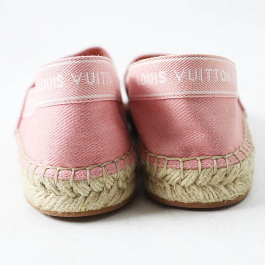 LOUIS VUITTON Slip-on Canvas , Espadrilles pink Flat shoes Croisieur Line Tape logo Women 35 1/2
