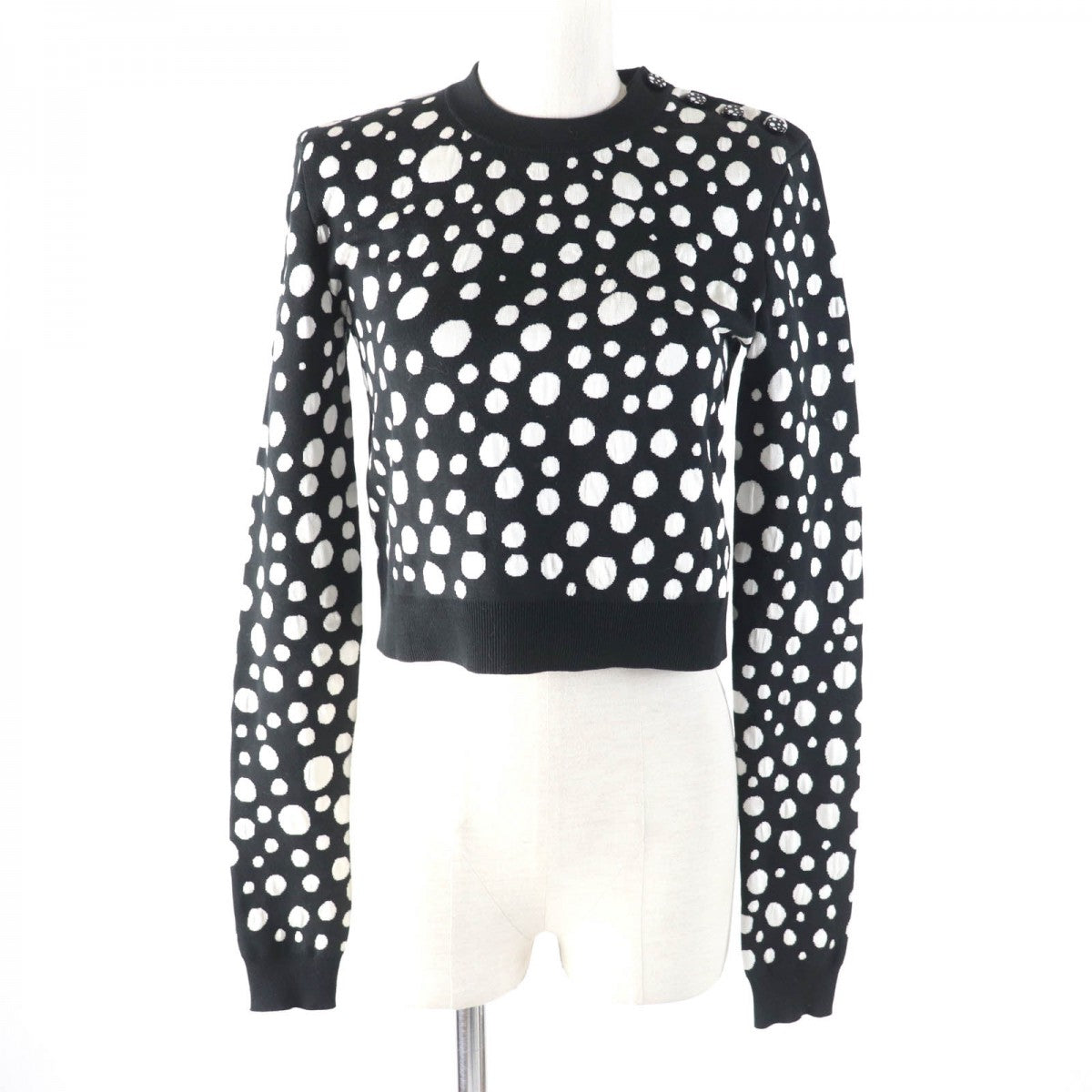 LOUIS VUITTON knit 1AB852 Main: 54% cotton, 39% silk, 5% nylon, 2% polyurethane Black White Women XS