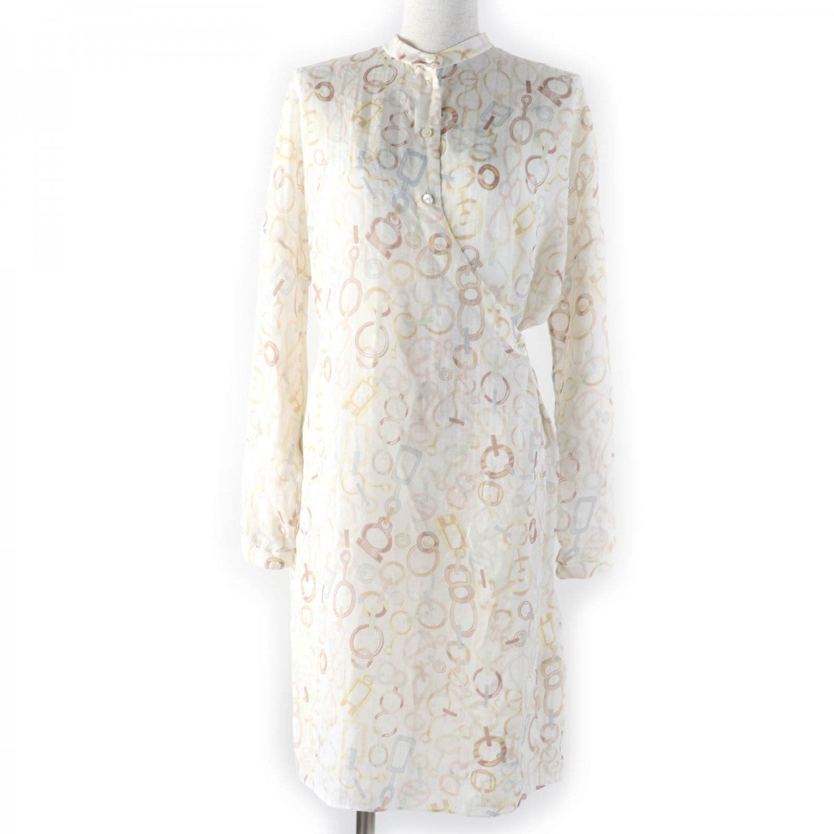 HERMES one piece 3H0514DN Main: 100% silk, Lining: 100% silk Ivory Do Re Boucles Women 36