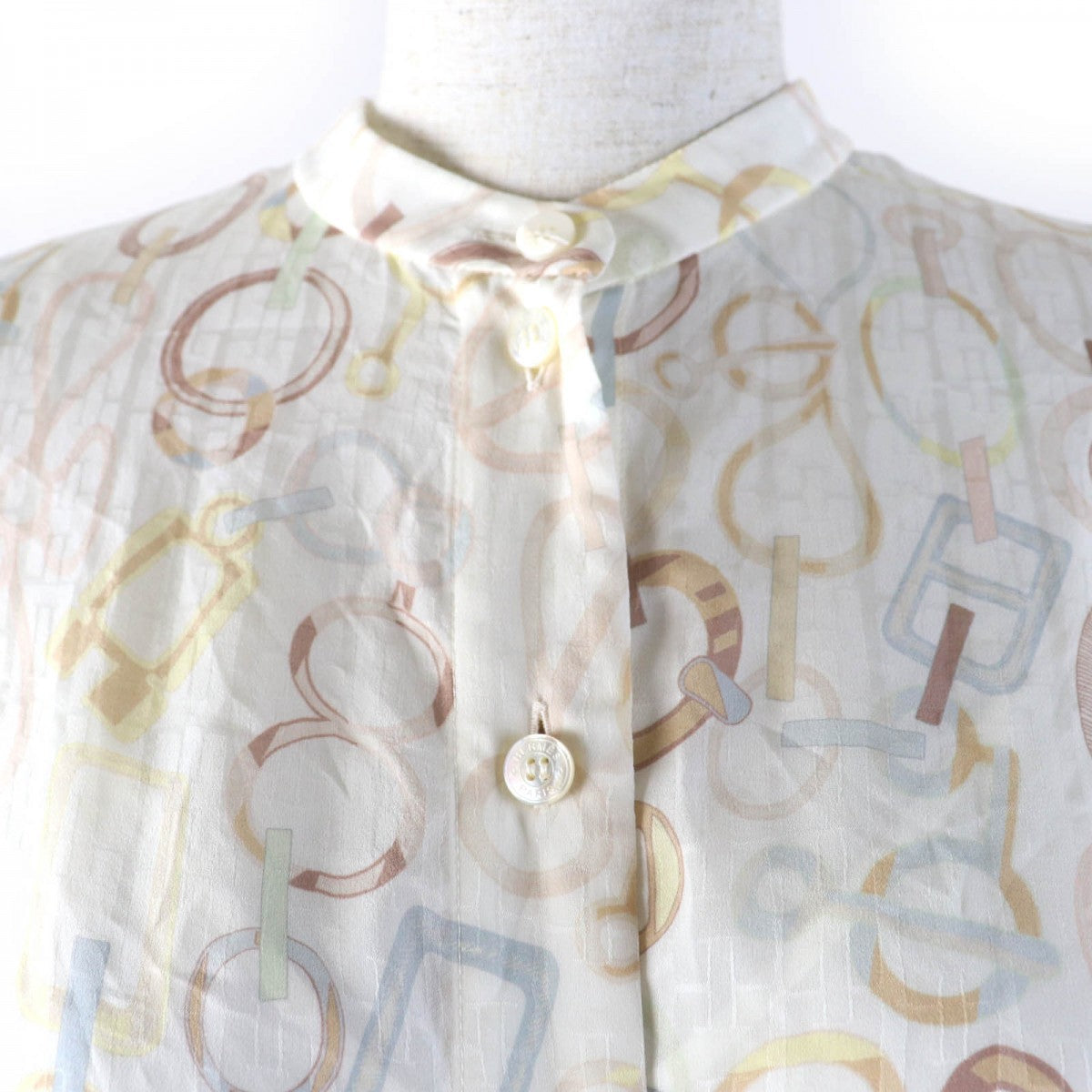 HERMES one piece 3H0514DN Main: 100% silk, Lining: 100% silk Ivory Do Re Boucles Women 36