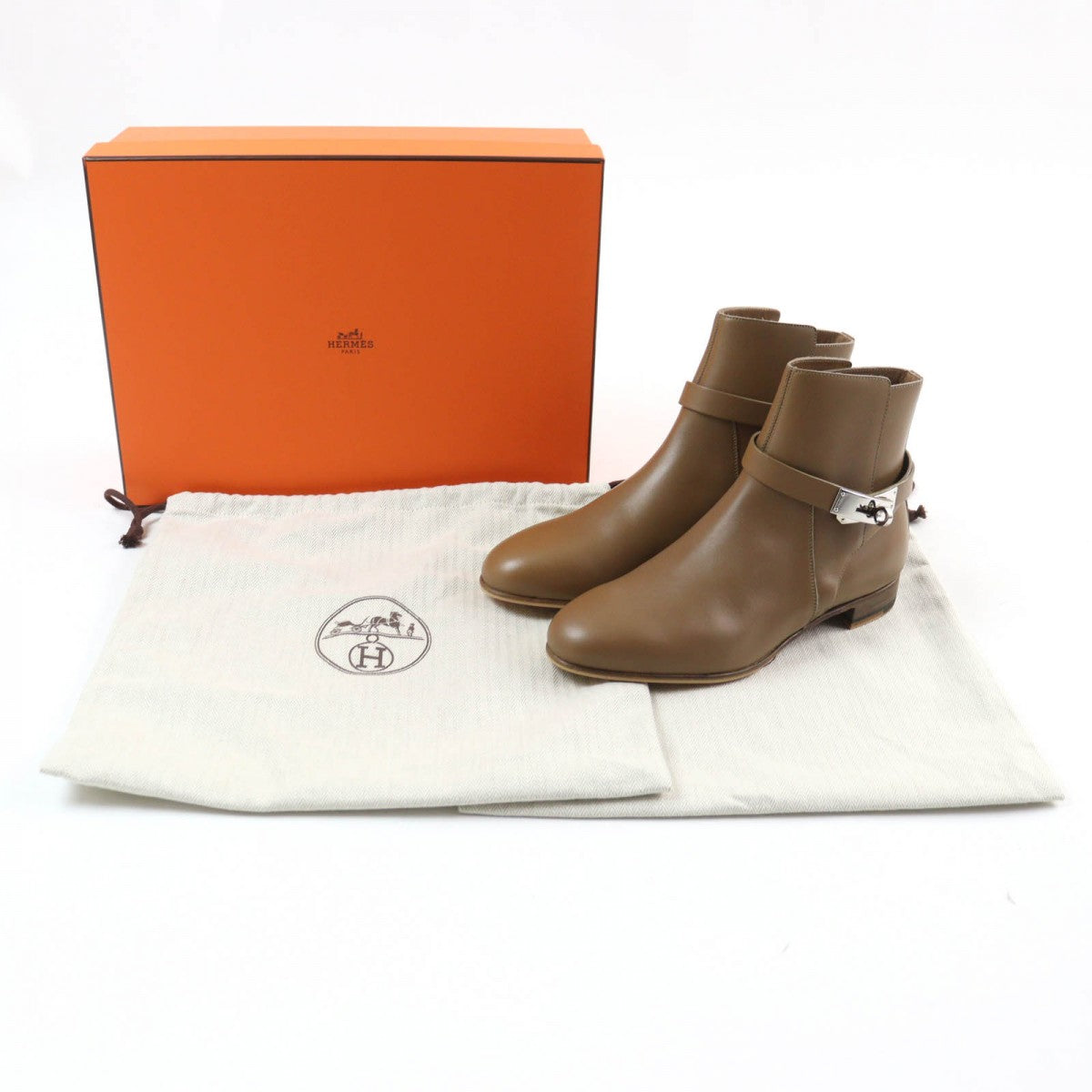 HERMES short boots Main: Leather Brown Neo Women 37.5