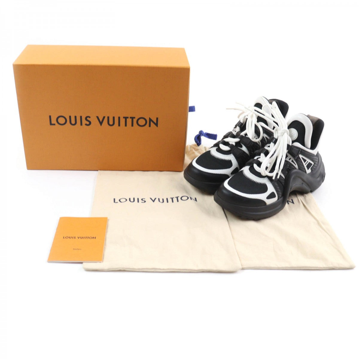 LOUIS VUITTON High cut sneakers Leather, Technical Fabric Black White arc light line Women 35 1/2