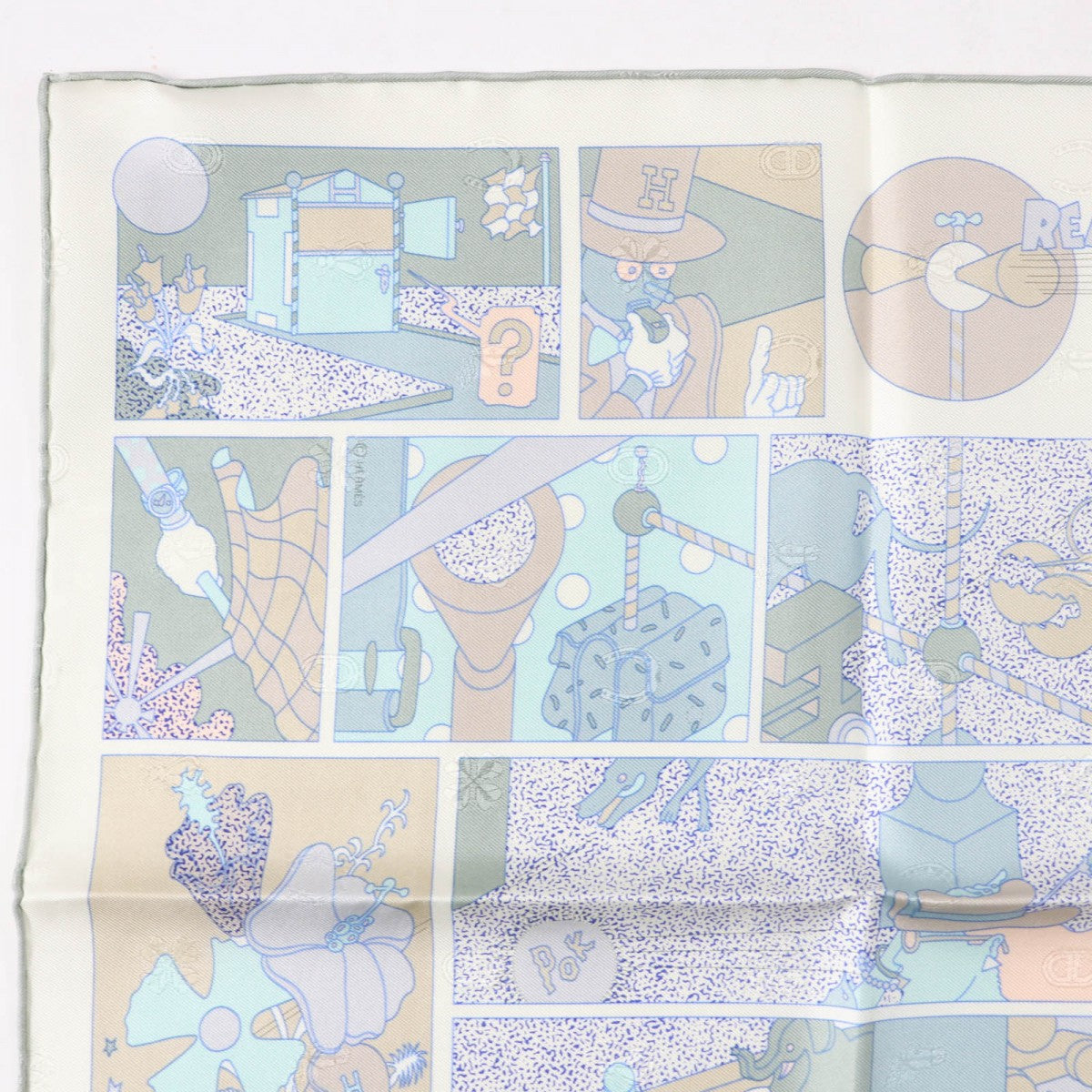 HERMES scarf Main: 100% silk Vert Amande White Beige Gavroche Ready Go Women