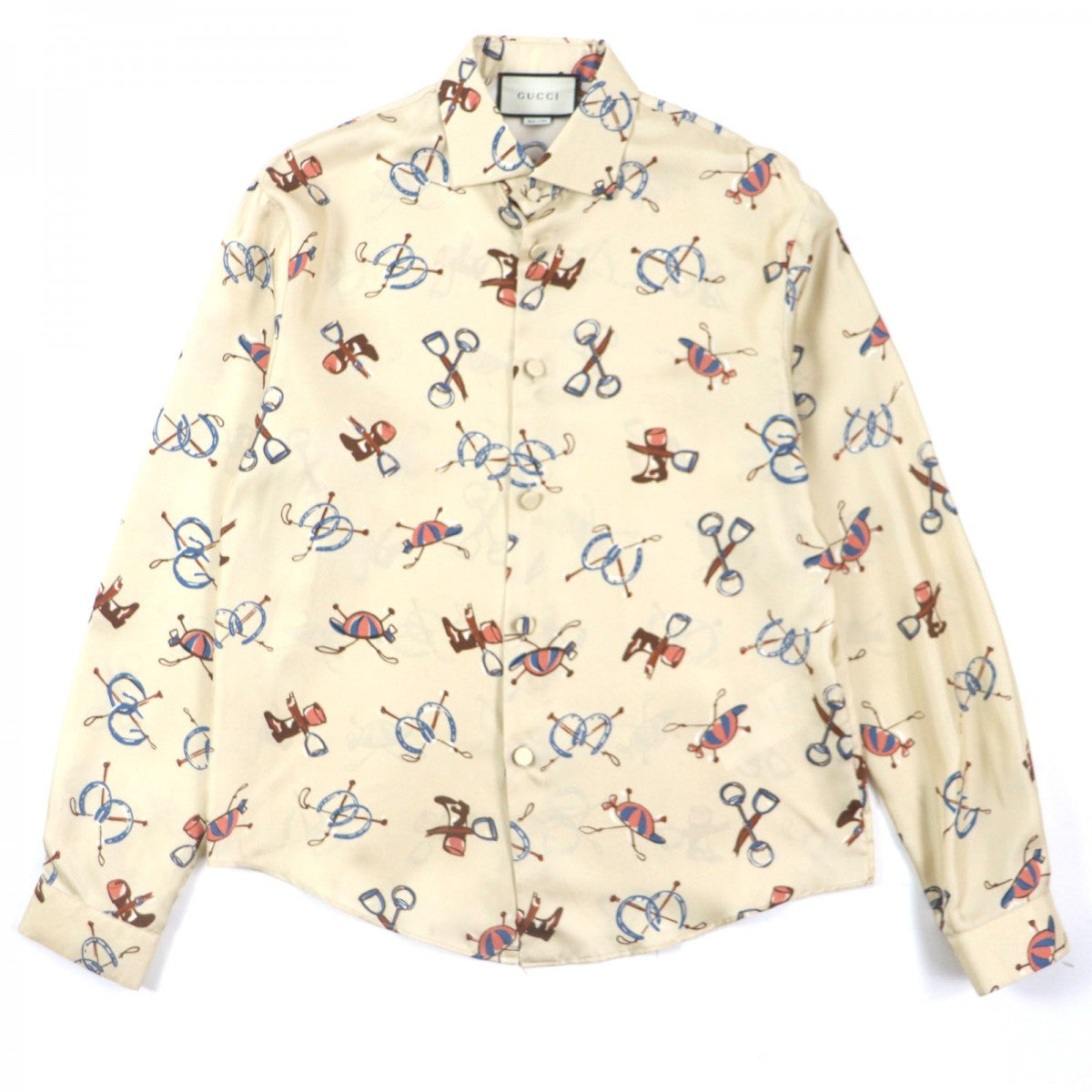 GUCCI Long sleeve shirt 586940 Main: 100% silk beige ZACME mens 50