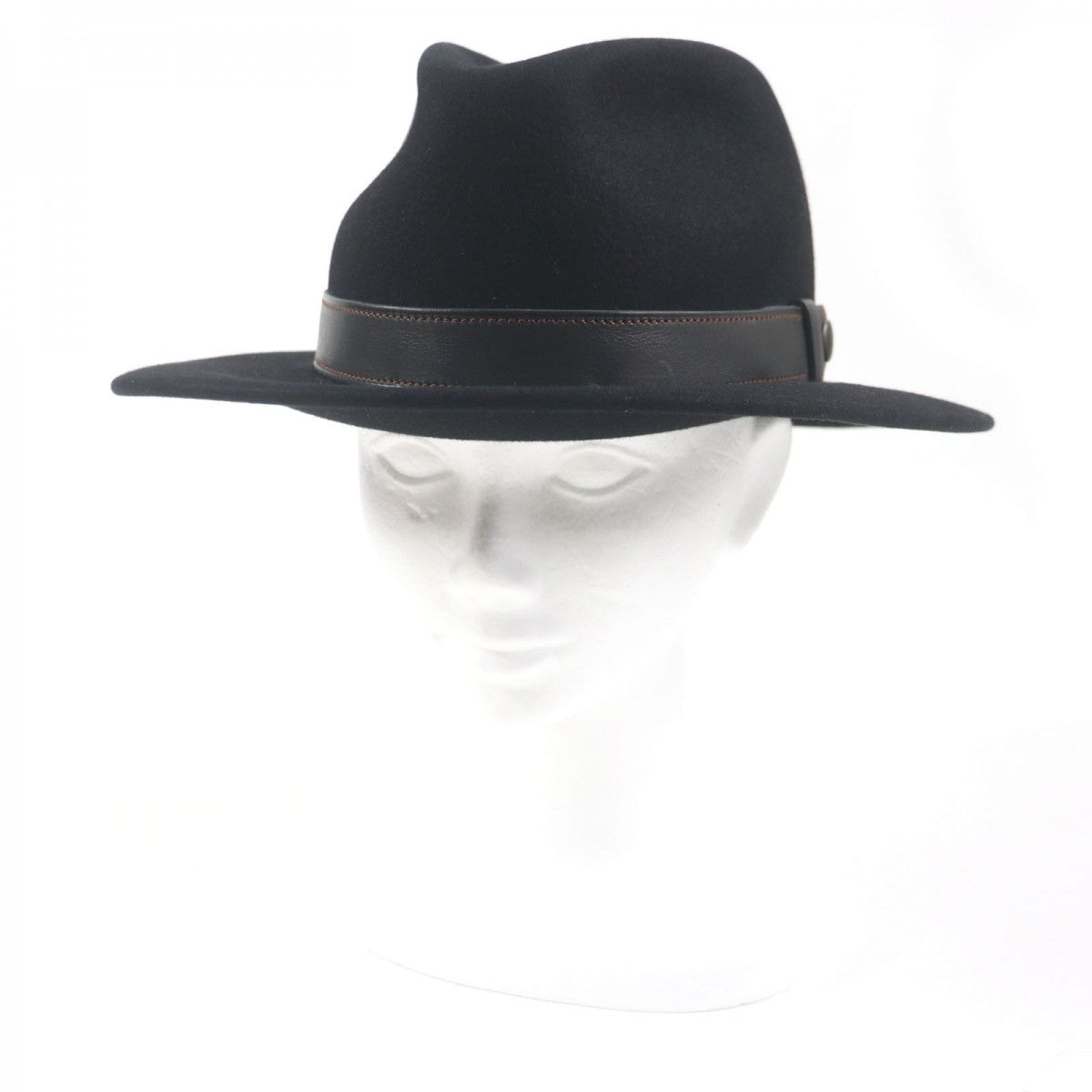 HERMES hat Main: 100% Lapin, Leather parts: Leather black mens