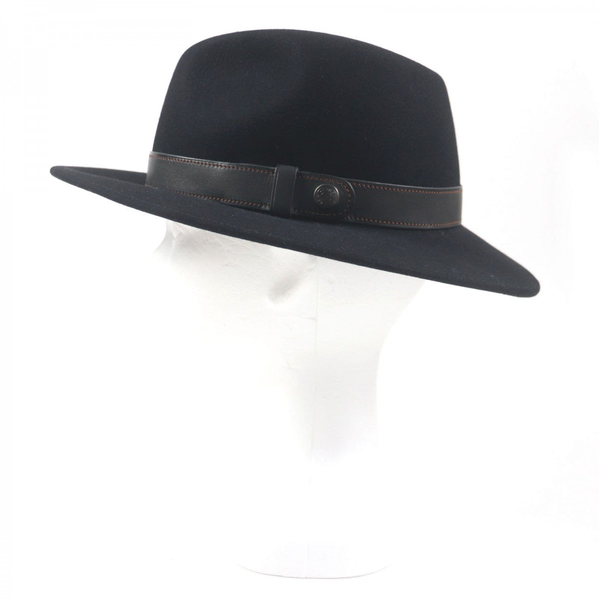 HERMES hat Main: 100% Lapin, Leather parts: Leather black mens