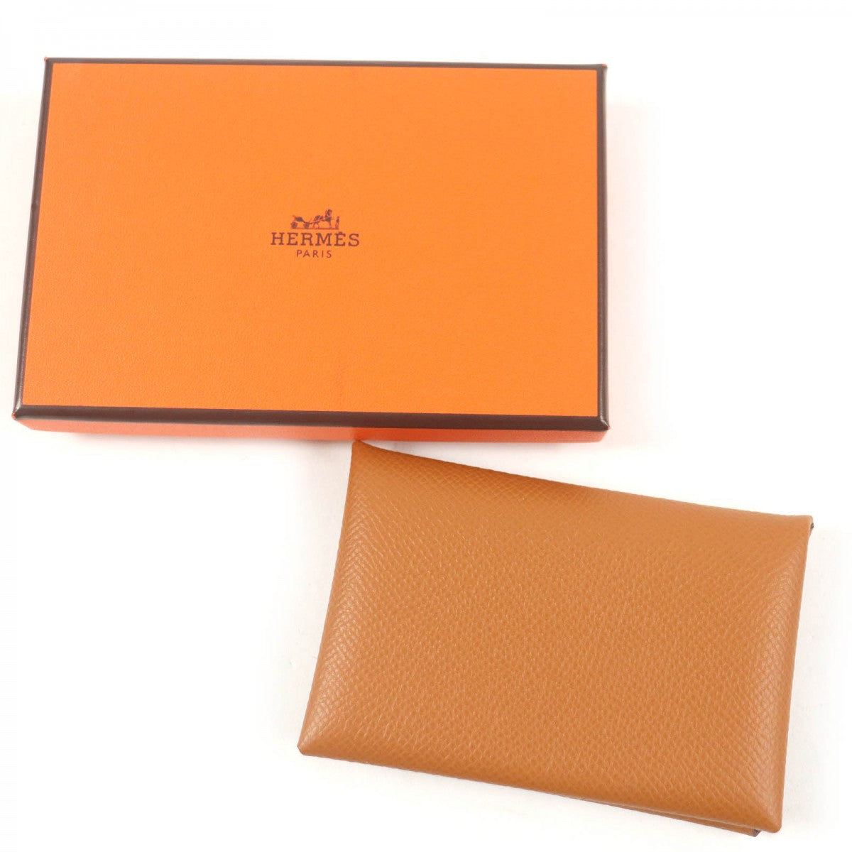 HERMES Coin case Main�FEpsom caramel Calvi mens(Unisex)