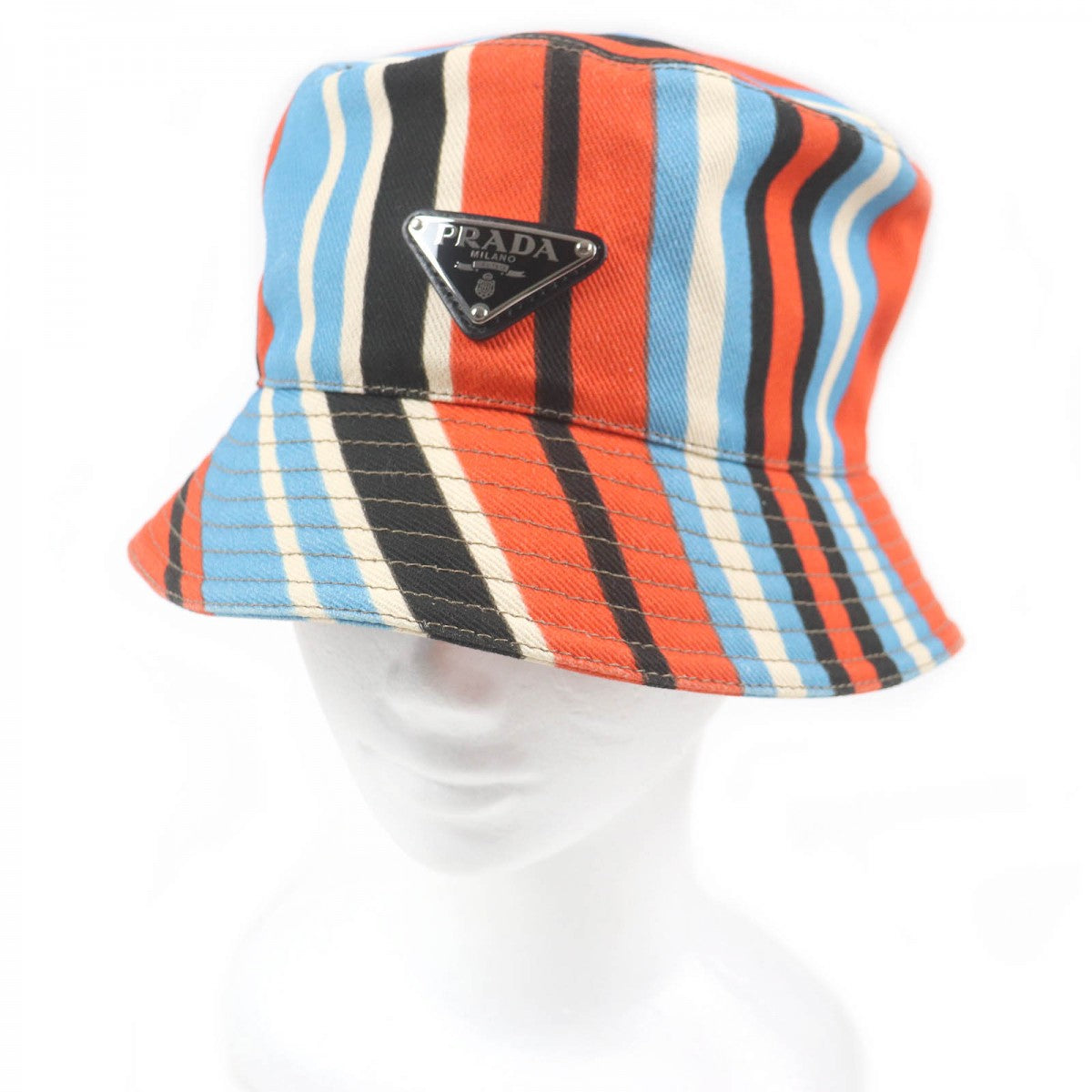 PRADA hat 2HC137 Main: 100% cotton, part: calf leather Orange type Multicolor mens