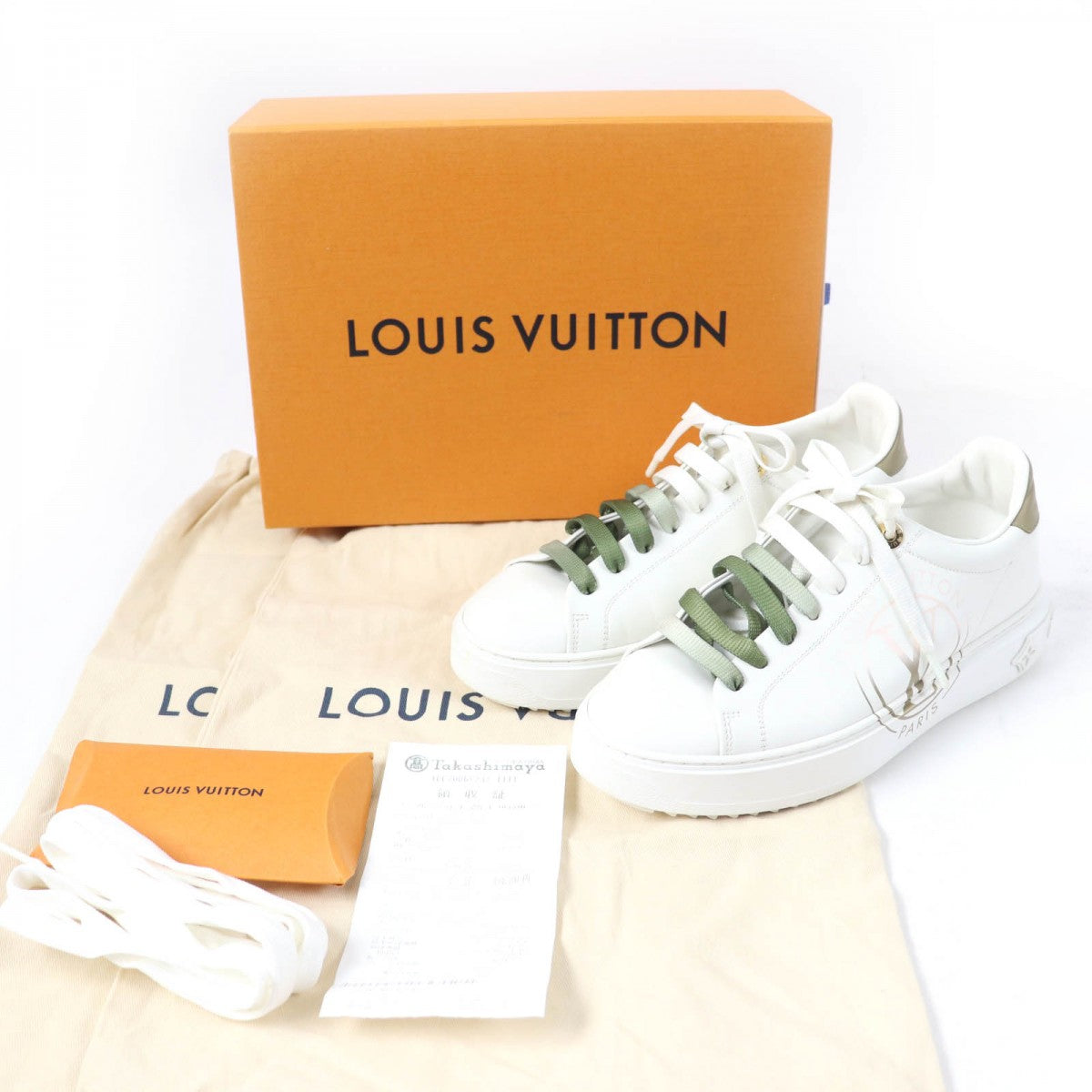 LOUIS VUITTON Low cut sneakers Main: Leather white timeout line Women 37.5