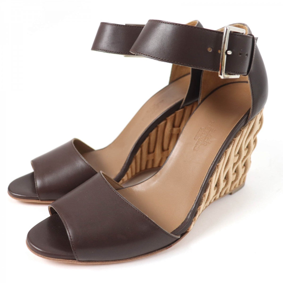 HERMES Sandals Main: Leather Dark brown Women 36.5