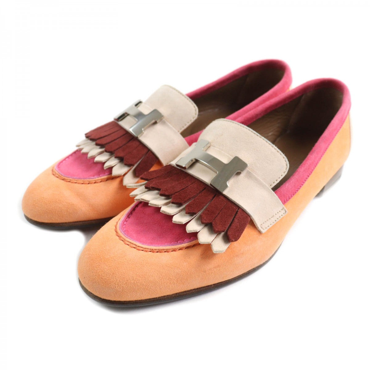 HERMES loafers 181071Z Main: Suede leather Multi Royal Women 35.5