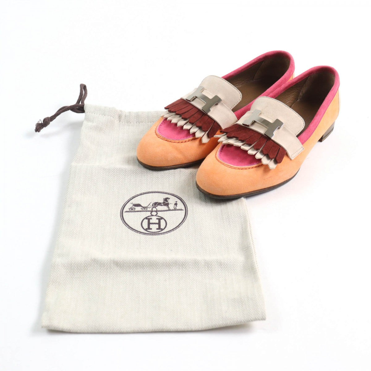 HERMES loafers 181071Z Main: Suede leather Multi Royal Women 35.5