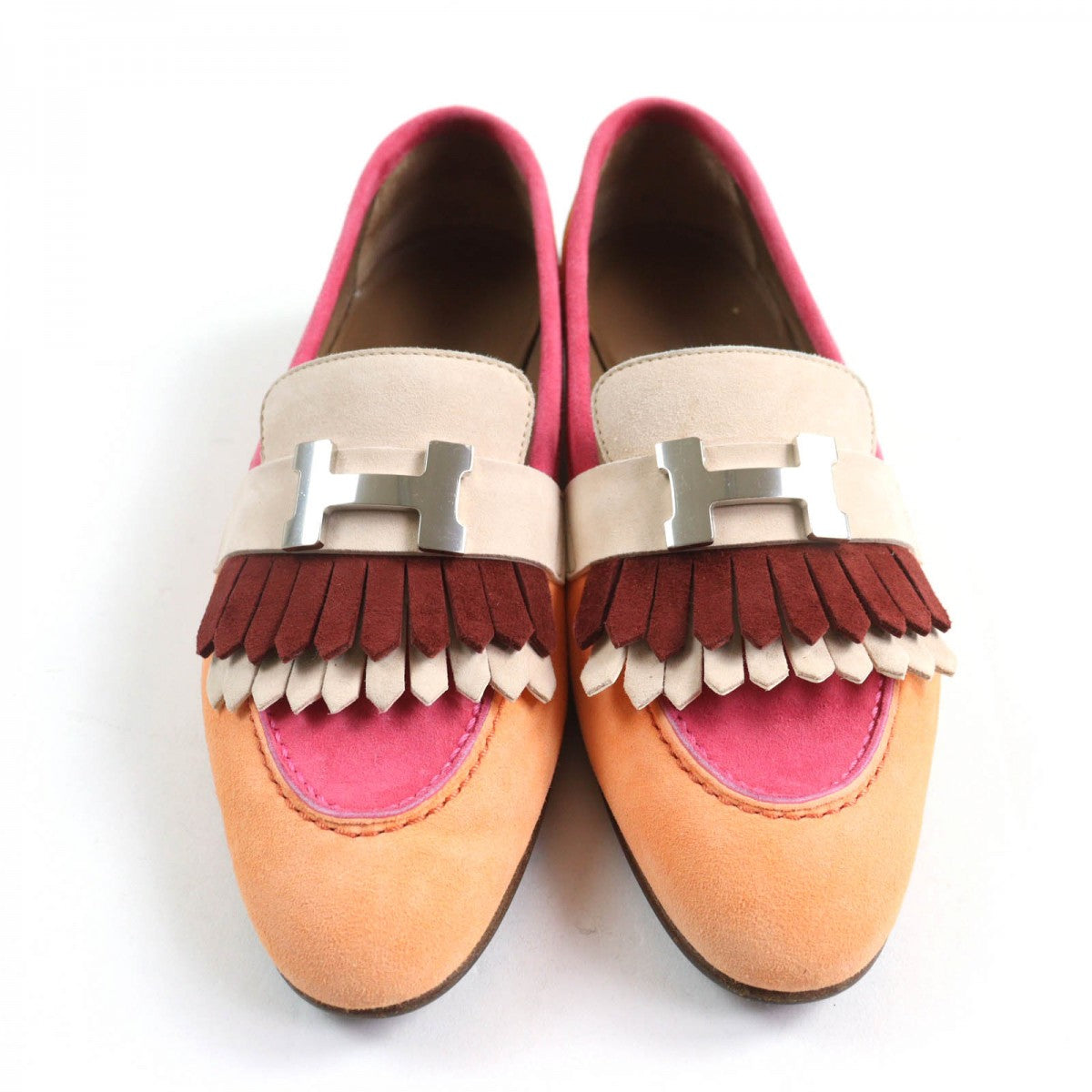 HERMES loafers 181071Z Main: Suede leather Multi Royal Women 35.5