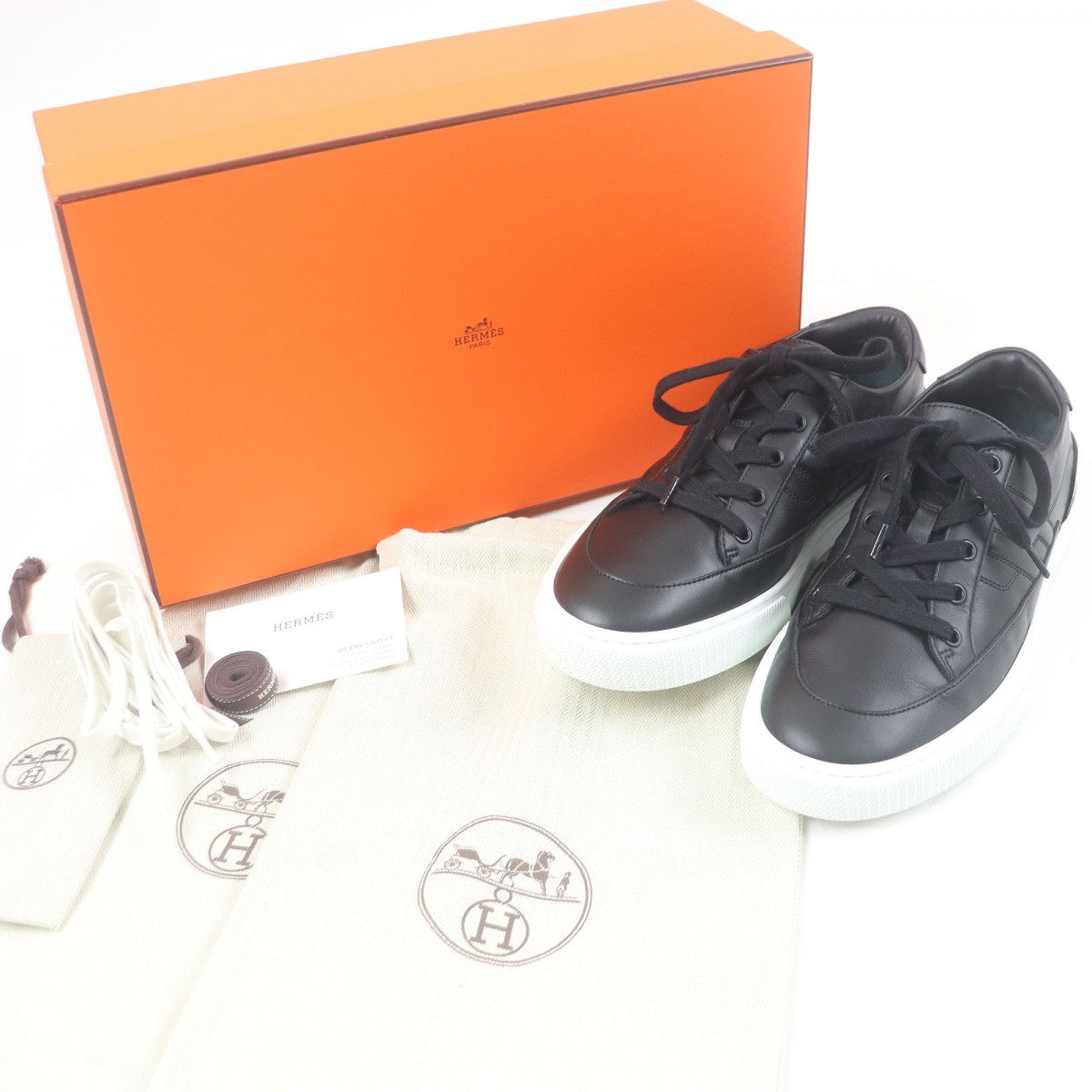 HERMES sneakers 212857Z leather black deep 40