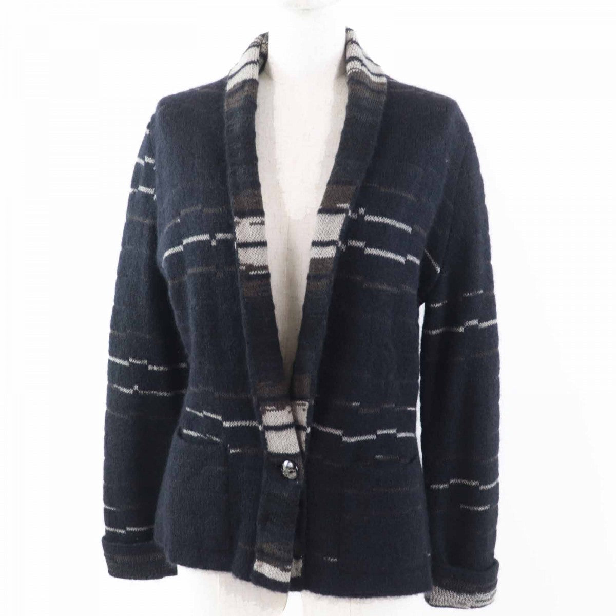 CHANEL cardigan 09A P36148 Main: 60% wool, Main: 25% mohair, Main: 15% paper Dark navy Women 42