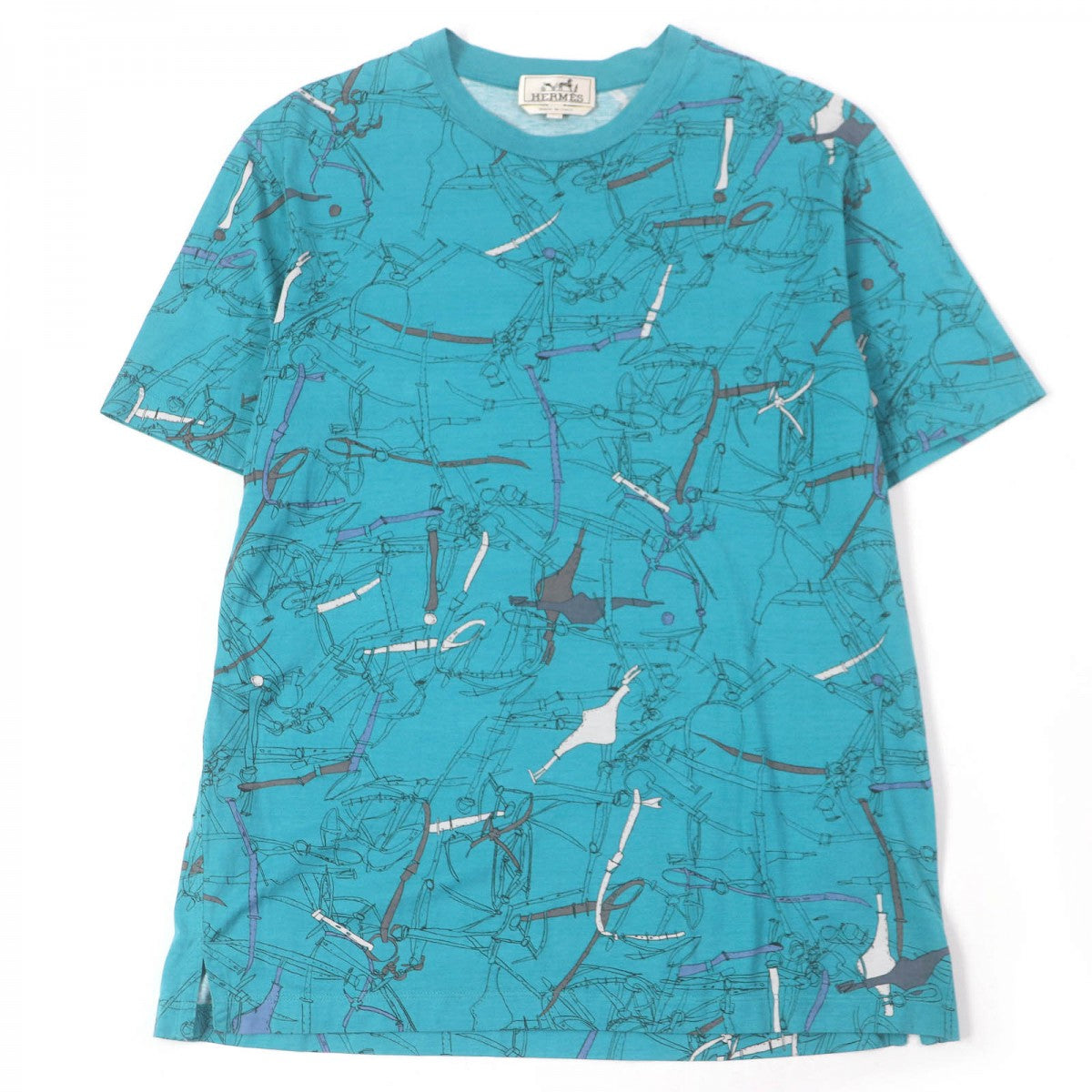 HERMES tops Main: 100% cotton blue mens M