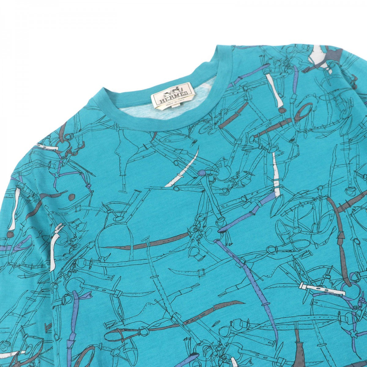 HERMES tops Main: 100% cotton blue mens M