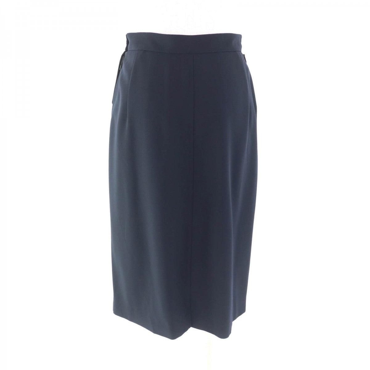 HERMES Tight Skirt Outer: 96% wool, Outer: 4% polyurethane, Part: cowhide, Lining: 95% silk, Lining: 5% polyurethane Navy Women 36
