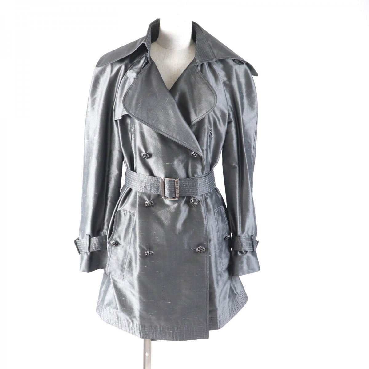 CHANEL coat 08A P33859 Outer: 100% silk, Lining: 100% silk gray Women 38