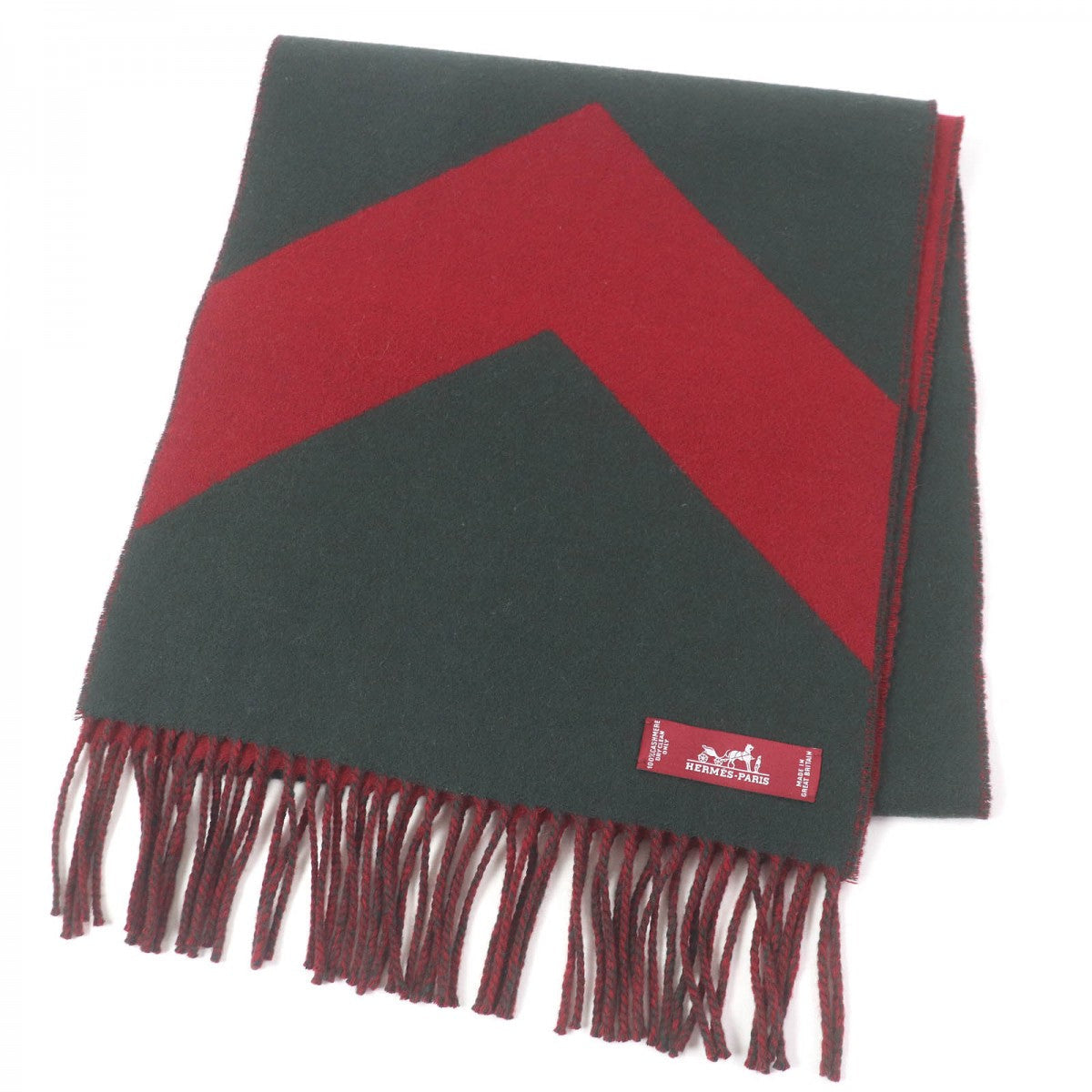 HERMES Scarf Main: 100% cashmere Green Bordeaux mens