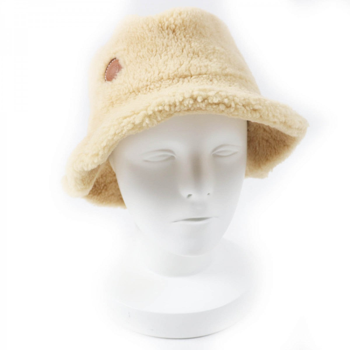 HERMES hat Main: Sheepskin, Leather part: Cowhide, Lining: 56% cotton, Lining: 44% rayon, Lining: 65% rayon beige Fove Women 57