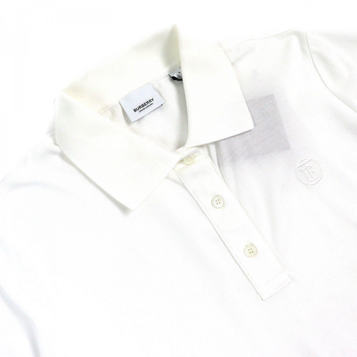 BURBERRY Short sleeve polo shirt 8049382 Main: 100% cotton, some parts: 97% cotton, some parts: 3% elastane white Women L