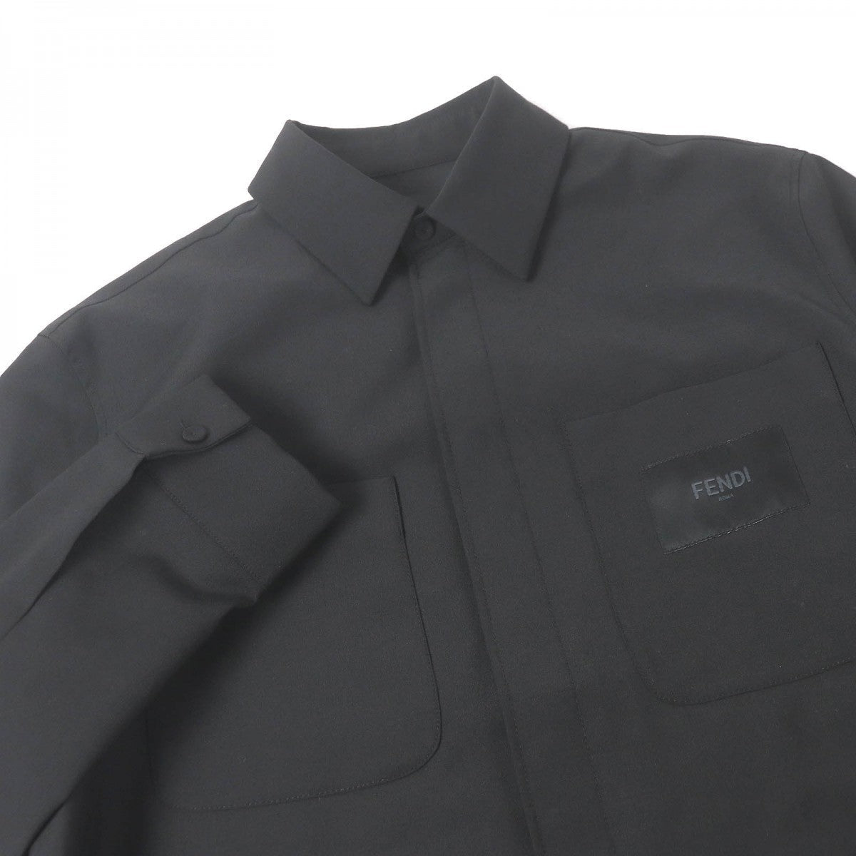 FENDI Long sleeve shirt FW1145 Main: 53% polyester, 43% wool, 4% polyurethane black mens 46