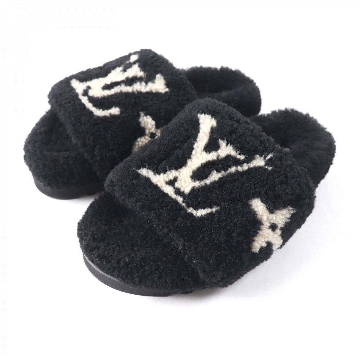 LOUIS VUITTON Sandals Main: Mouton Black beige Paseo Line Women 36