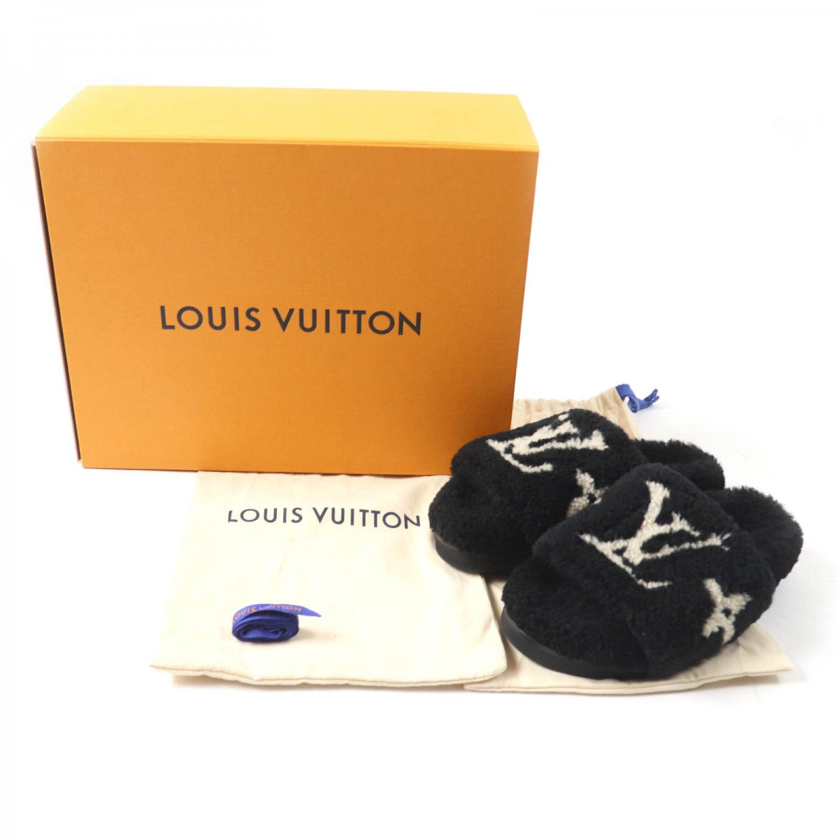 LOUIS VUITTON Sandals Main: Mouton Black beige Paseo Line Women 36