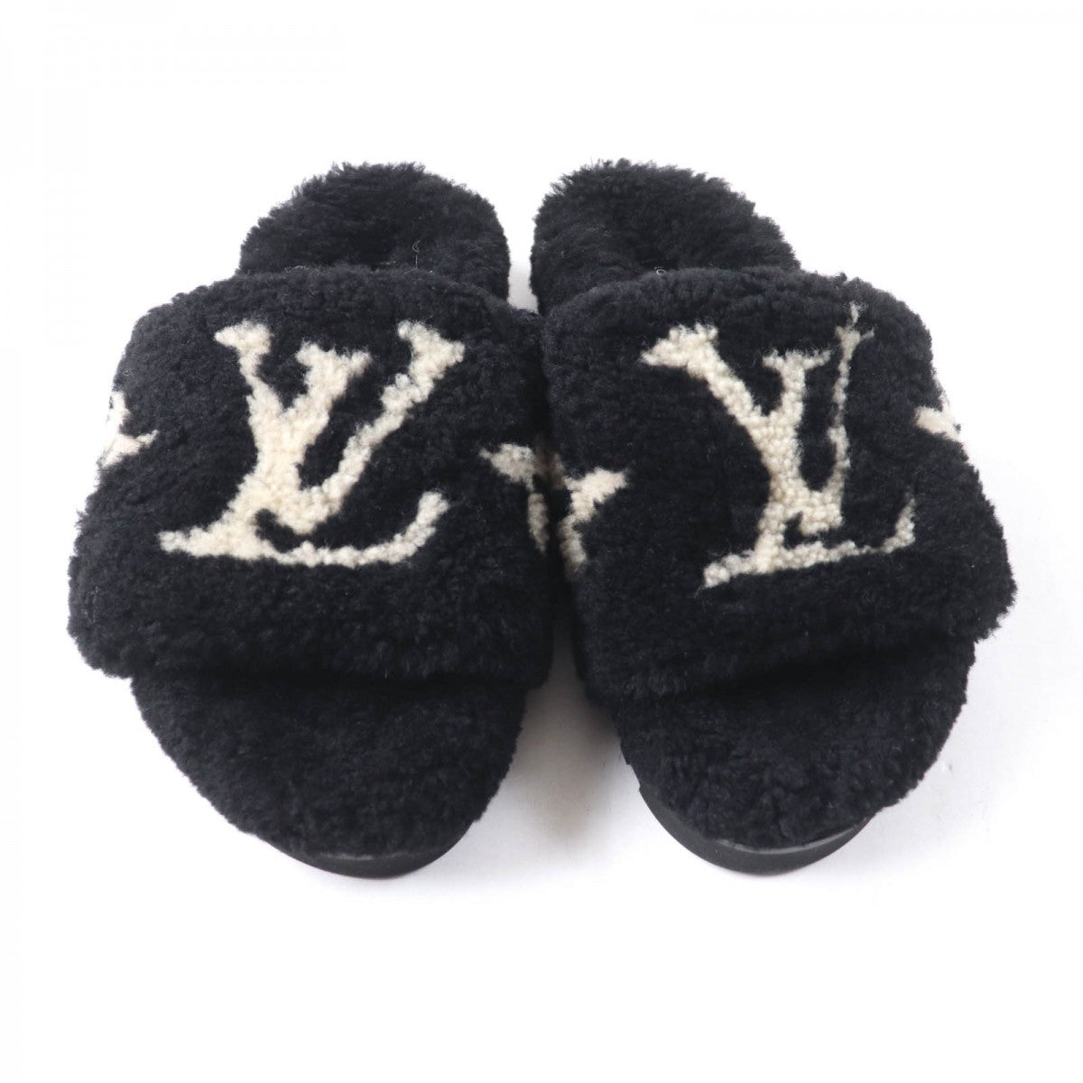 LOUIS VUITTON Sandals Main: Mouton Black beige Paseo Line Women 36