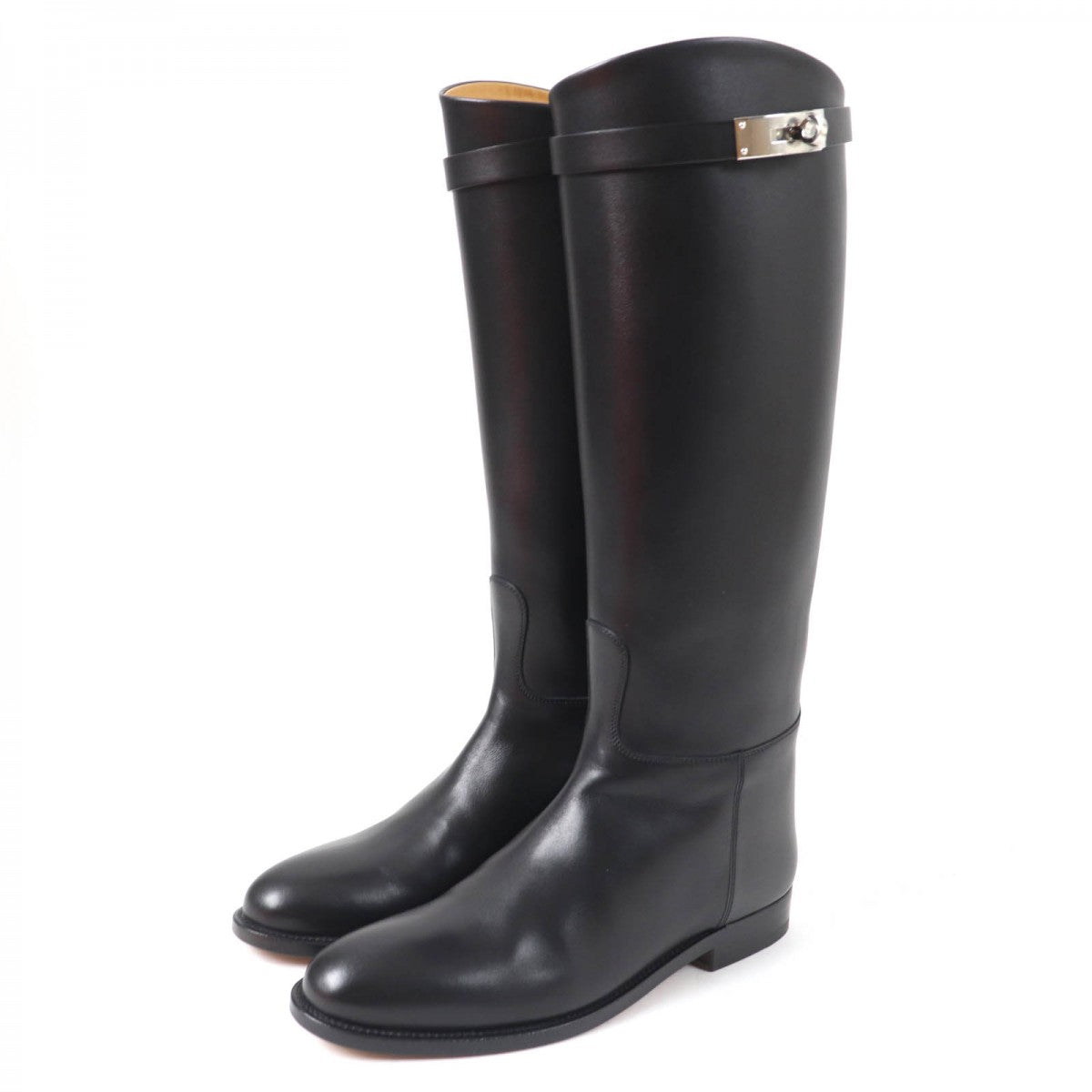 HERMES Knee-high boots Main: Leather black Women 37