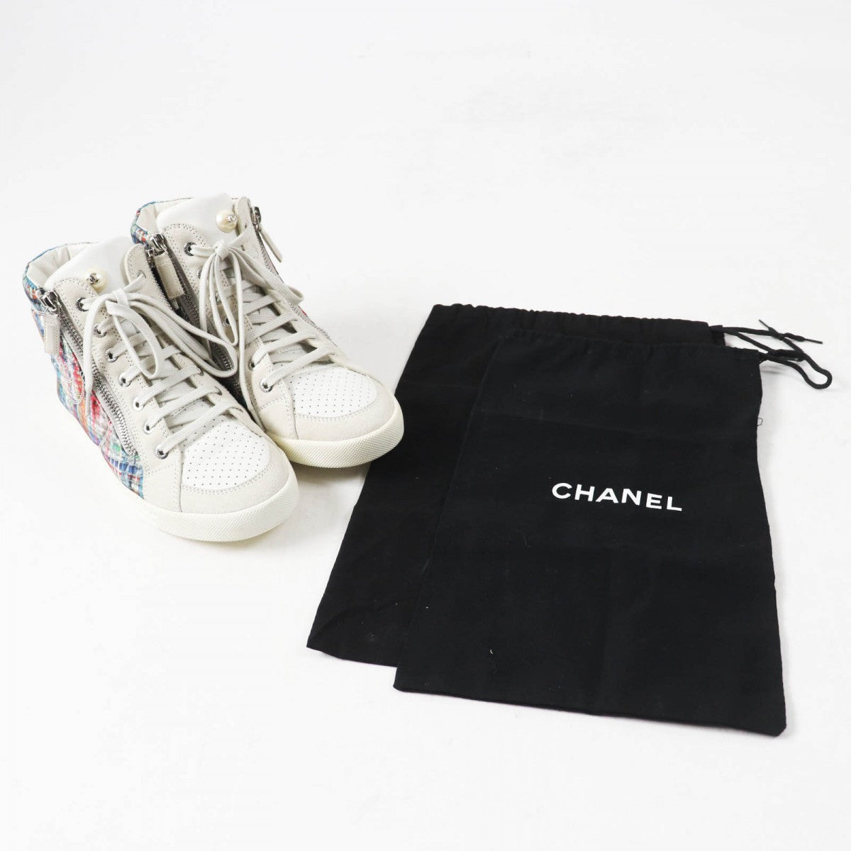 CHANEL High cut sneakers G29918 Main: Suede leather light gray multi Women 36