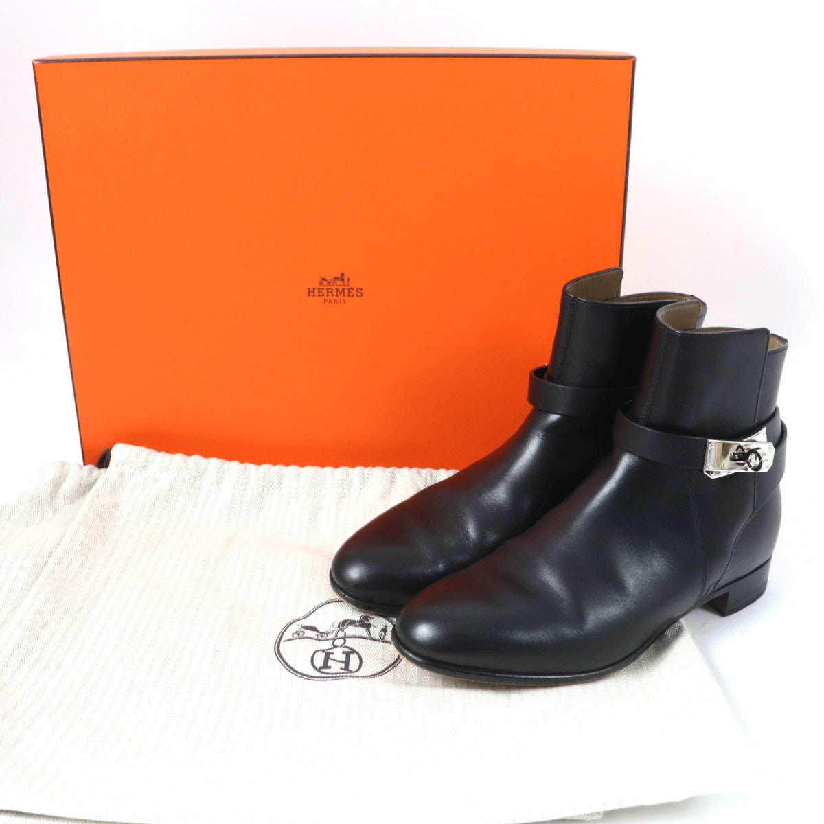 HERMES short boots Main: Leather black Neo Women 36.5