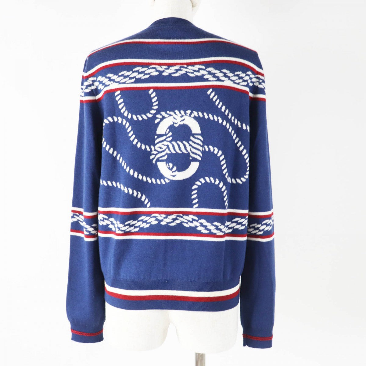 HERMES cardigan 3E2715D4 Main: 48% cashmere, Main: 48% silk, Main: 3% nylon, Main: 1% polyurethane, Part: 50% cashmere Navy white red Women 38